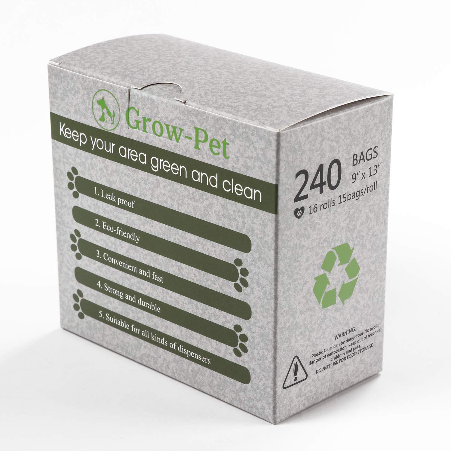 Grow-Pet Dog Poop Bags, Guaranteed Leak-Proof, Extra Thick, Biobased Doggie Waste Bag Refill Rolls 9x13 Inch | Light Scented