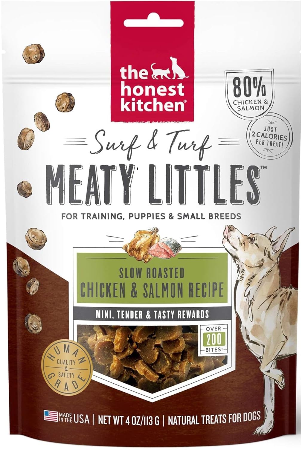 The Honest Kitchen Harvest Surf & Turf Meaty Littles Dog Treats (Chicken & Salmon Recipe, 4-oz Bags)