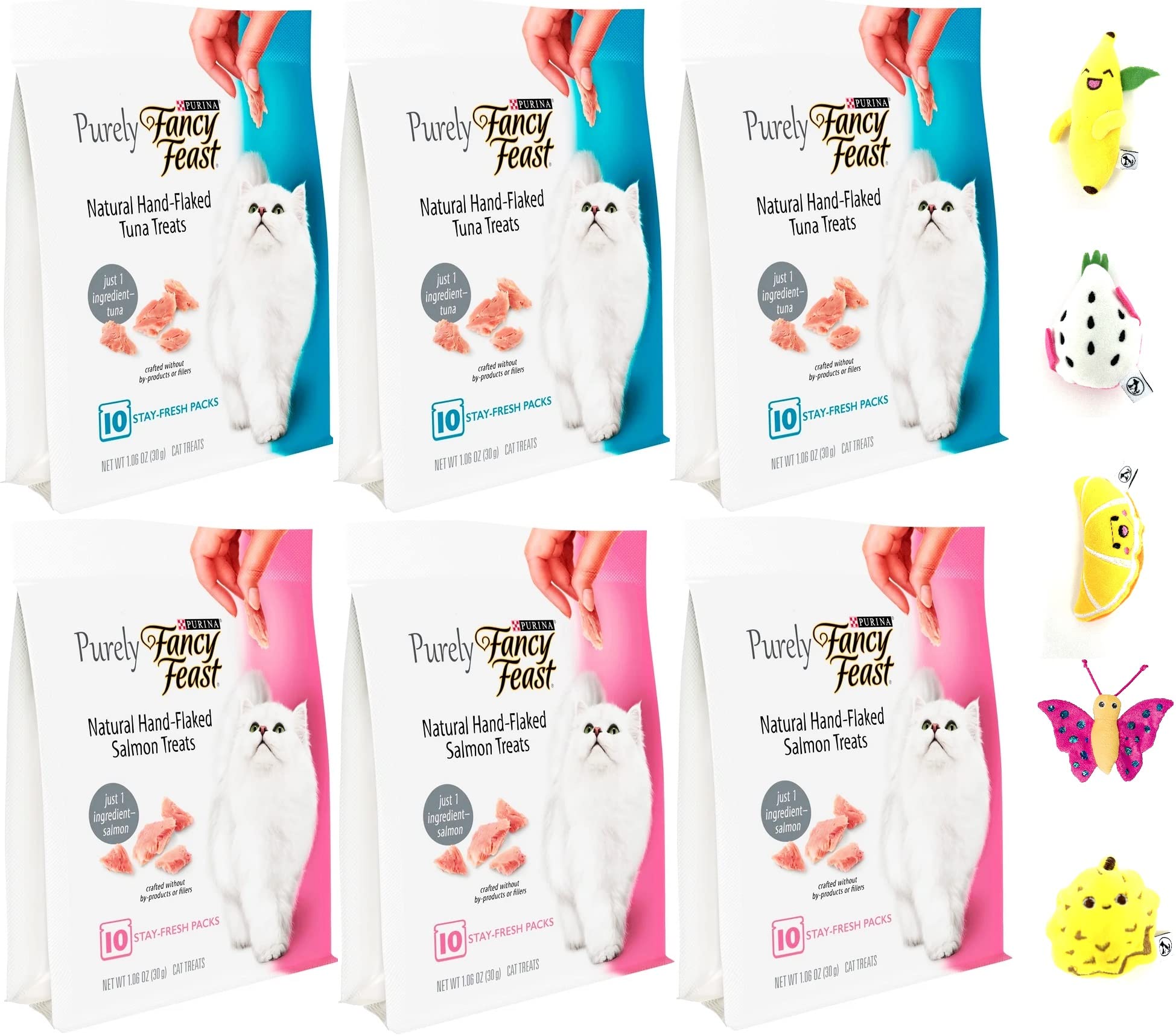 Fancy Feast Purely Natural Hand-Flaked Cat Treats (3 Salmon, 3 Tuna)