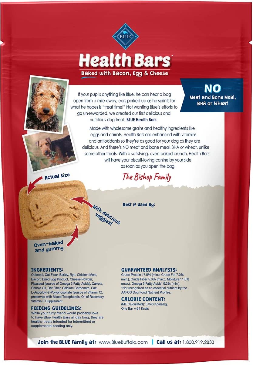 Blue Buffalo Health Bars Baked with Bacon, Egg and Cheese Dog Treats (Pack of 4)