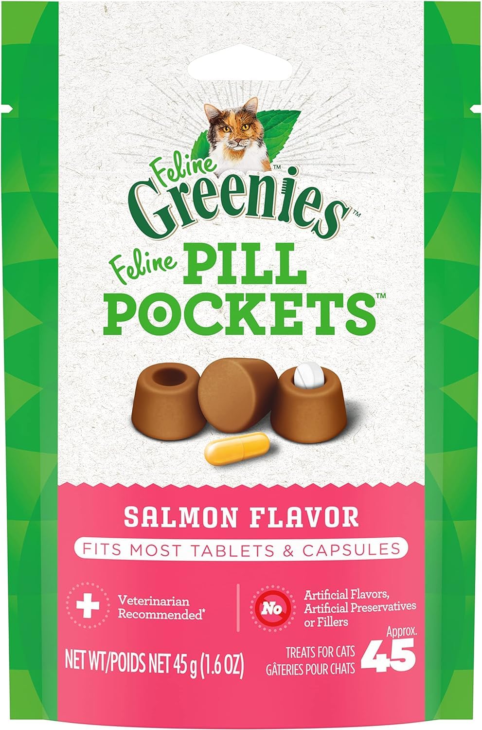 Greenies Pill Pockets Natural Soft Adult Cat Treats (3) Chicken (3) Salmon