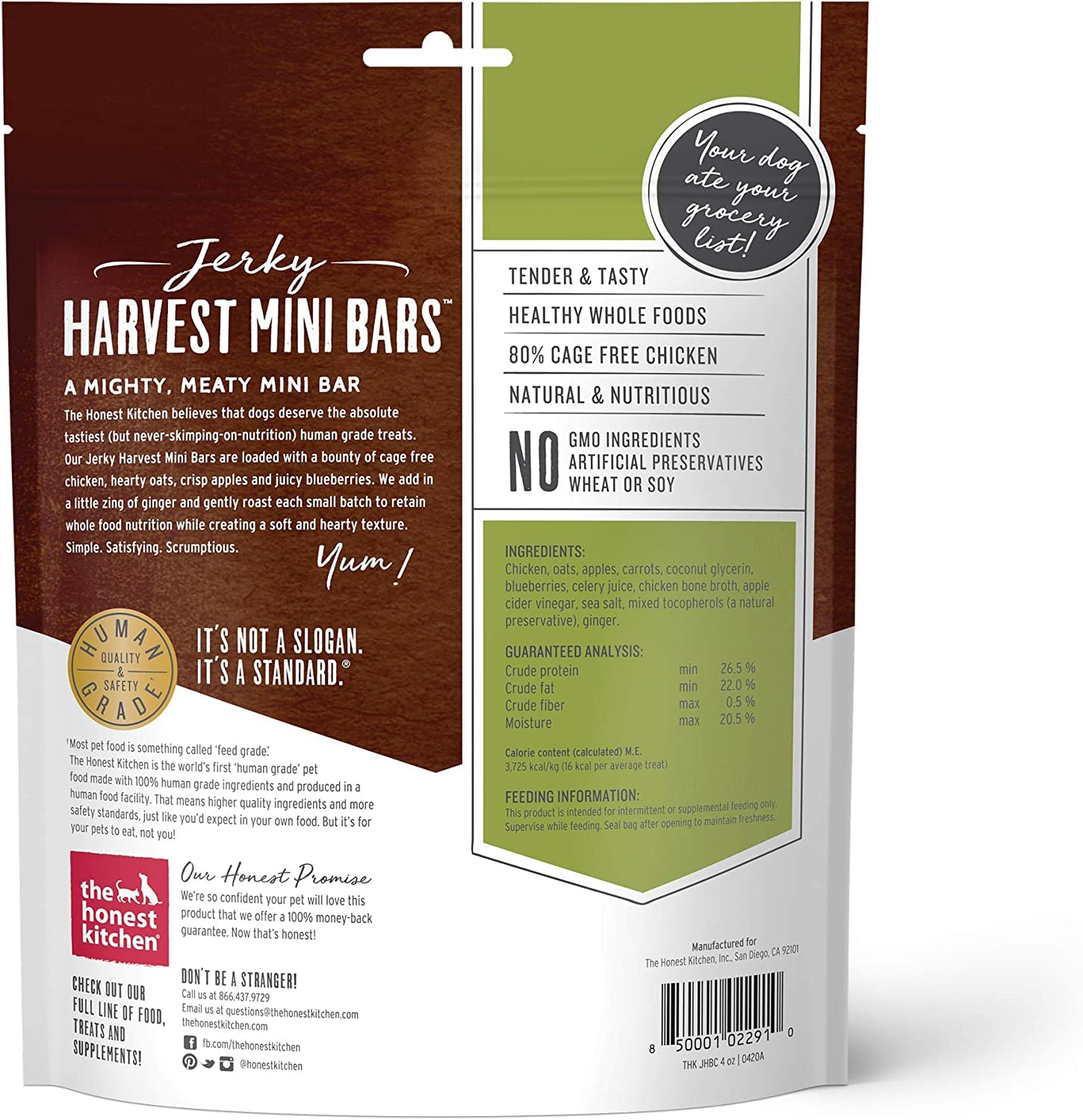 The Honest Kitchen Harvest Mini Bars Dog Treats [Beef Recipe and Chicken Recipe]