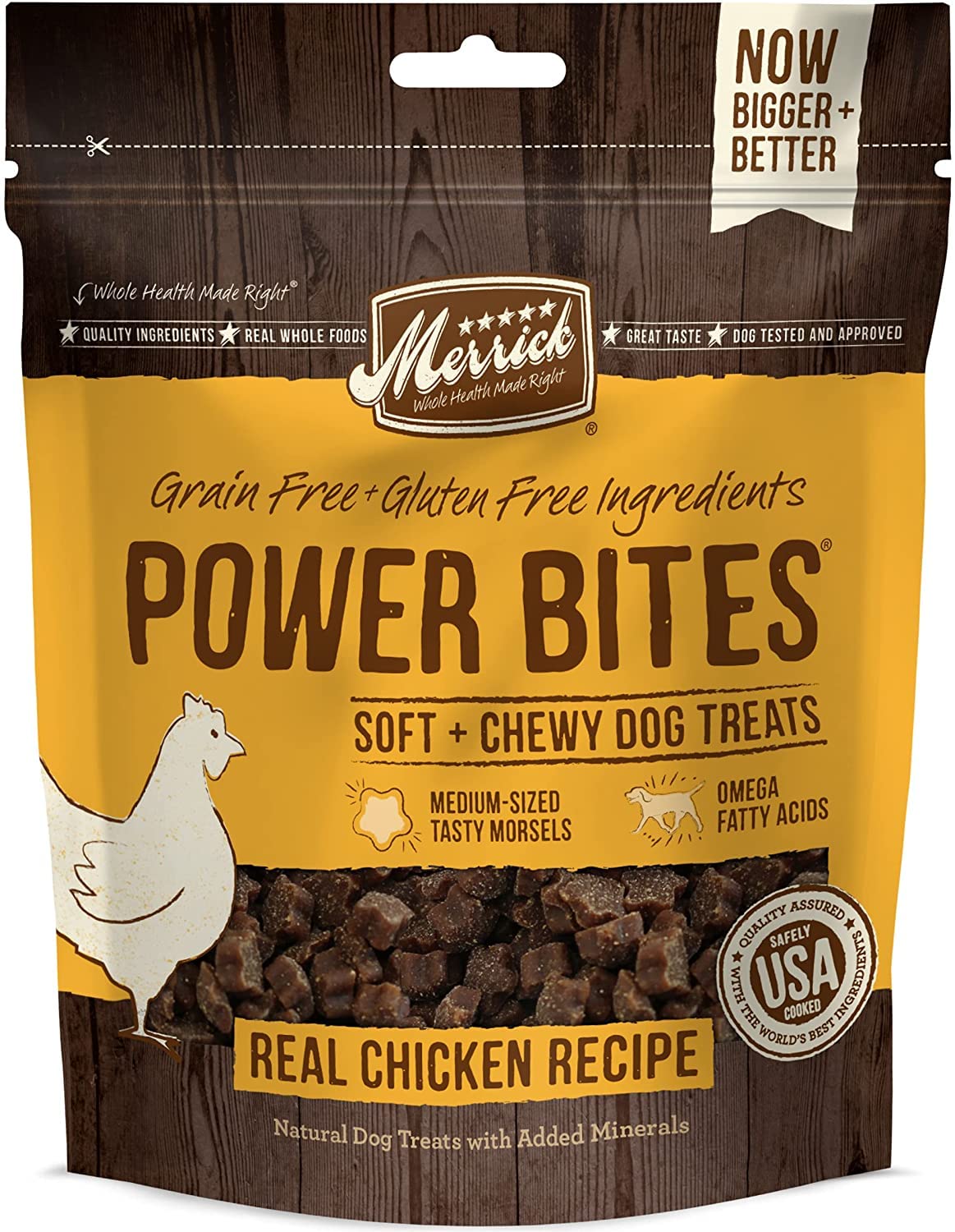 Merrick Power Bites Bundle (6 Bags) All-Natural Grain Free Gluten Free Soft & Chewy Chews Dog Treats