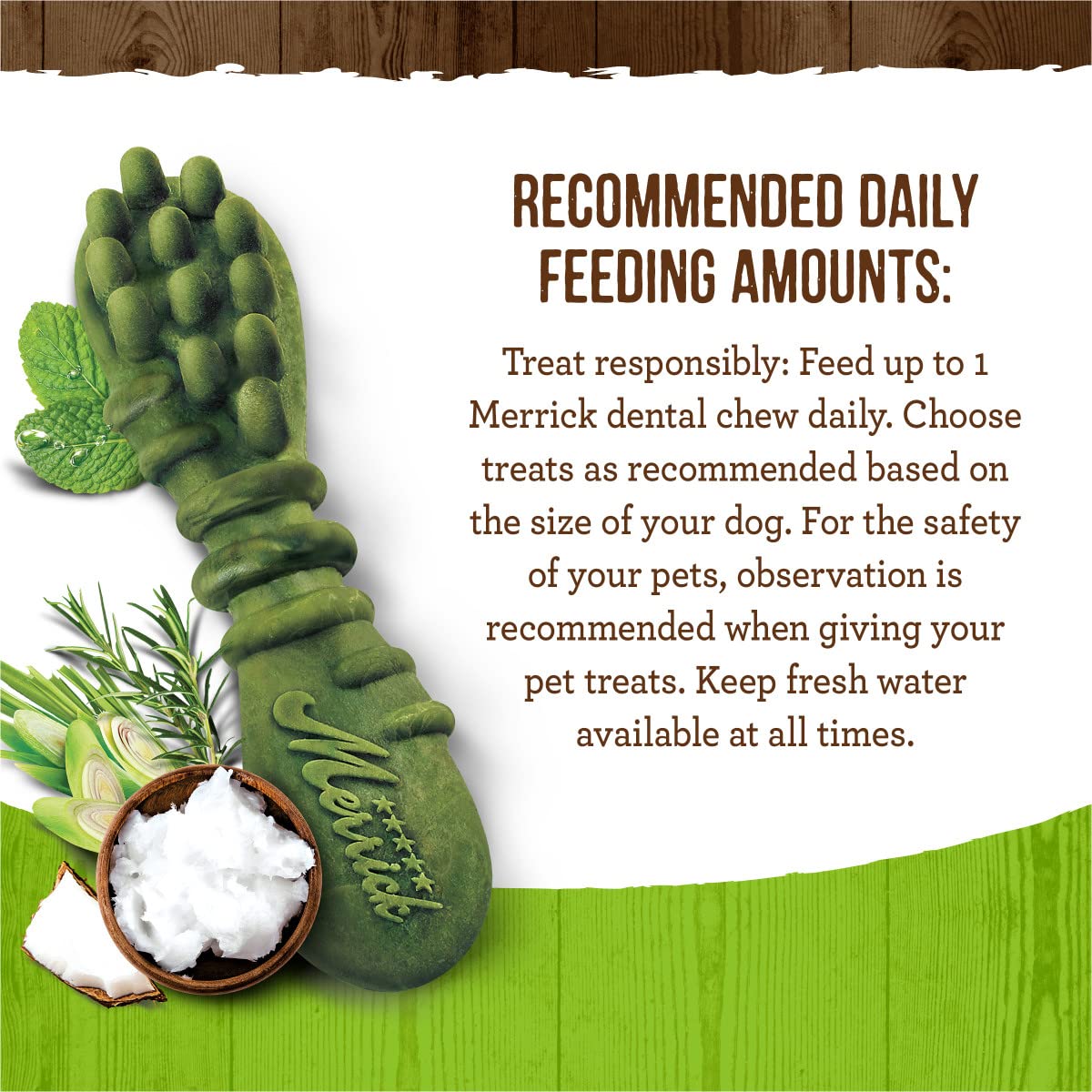 Merrick Fresh Kisses Natural Dental Chews Infused with Coconut and Botanical Oils for Medium Dogs 25-50 Lbs - 22 ct. Box