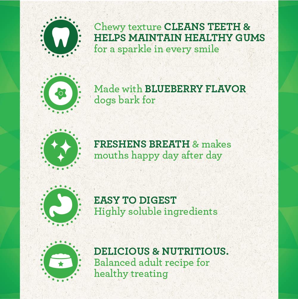 Greenies Large Natural Dental Care Dog Treats Blueberry Flavor, 12 oz. Pack (8 Treats)