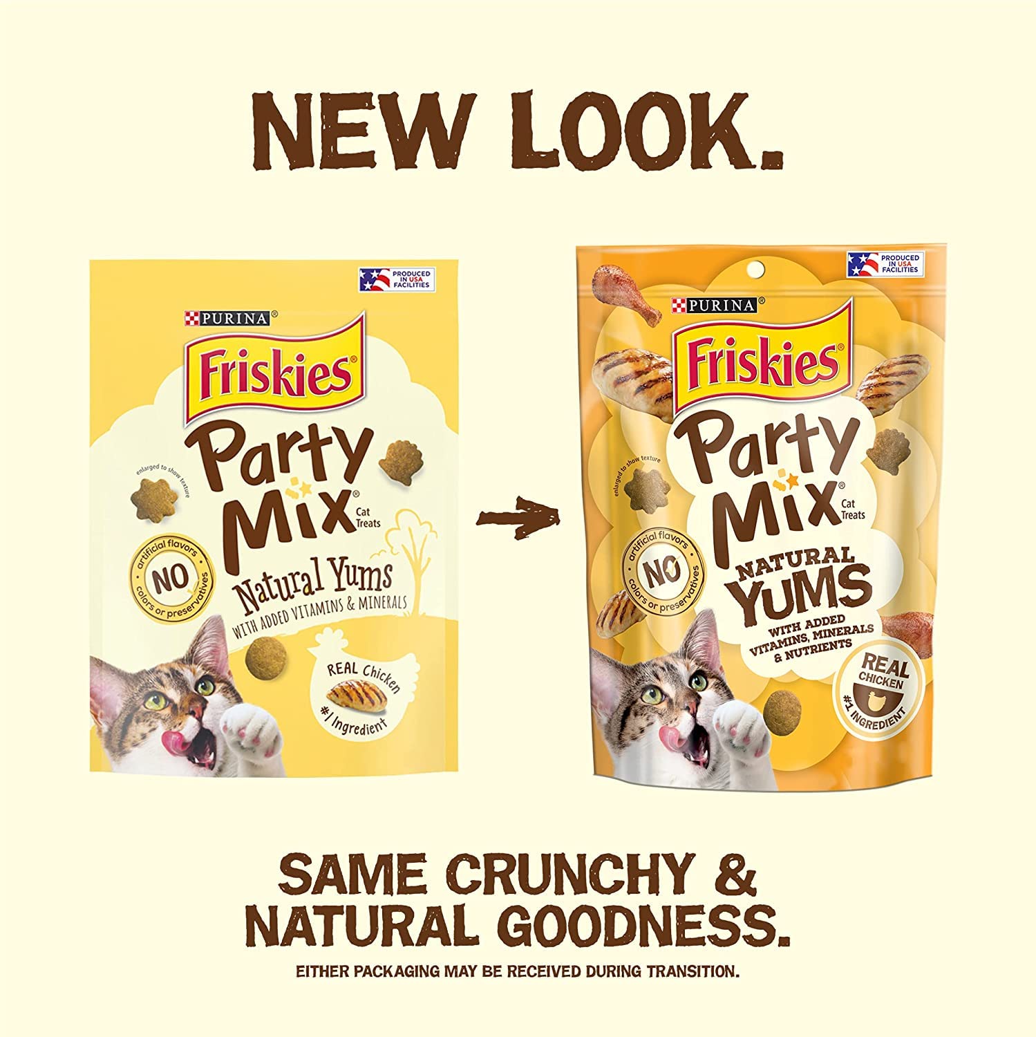 Friskies Party Mix Natural YUMS Cat Treats (2) Real Chicken (2) Real Salmon (2) Real Tuna