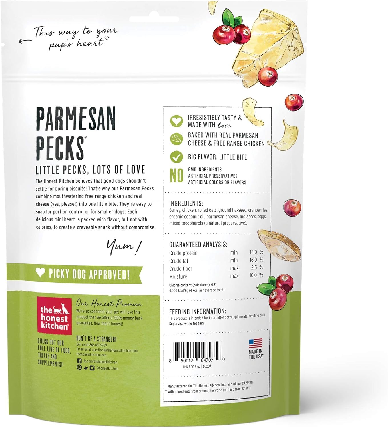 The Honest Kitchen Parmesan Pecks Dog Treats (Pack of 3)