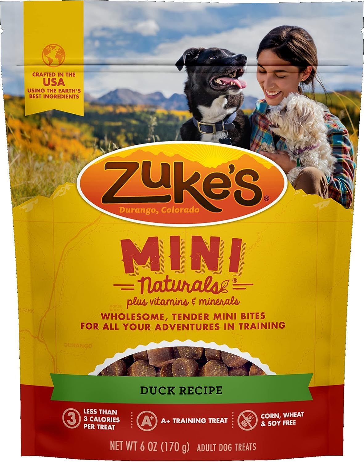 Zuke's Mini Naturals Soft Dog Treats (1) Beef (1) Chicken (1) Duck [6-oz Bags]