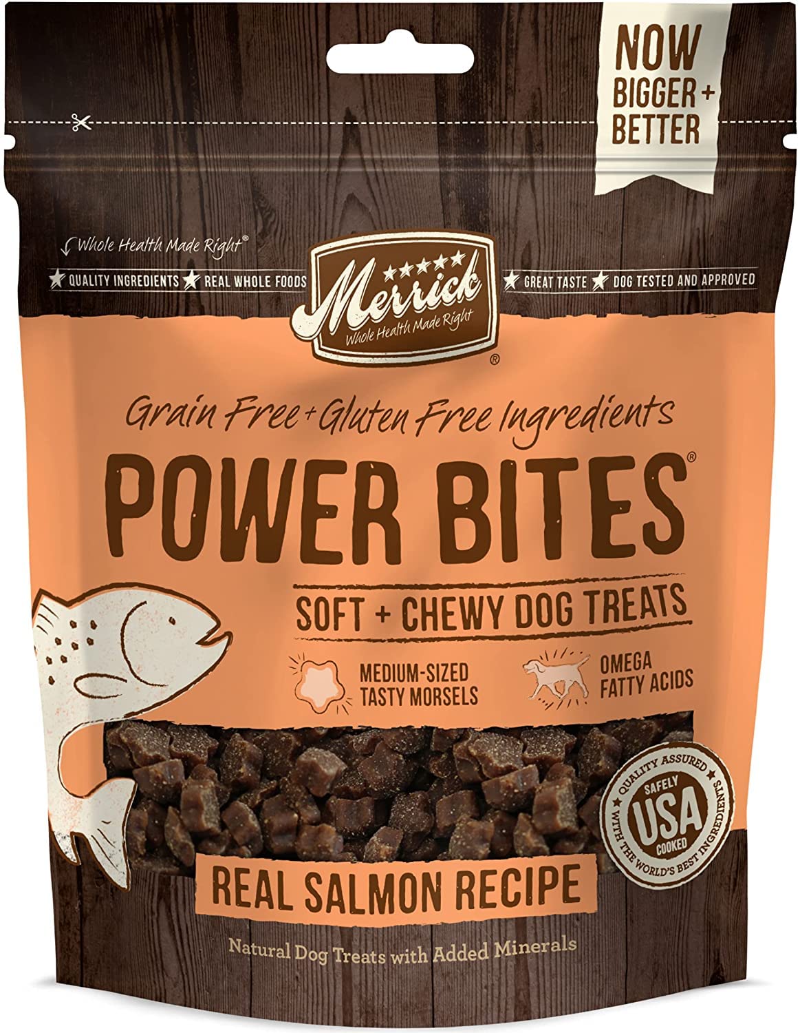 Merrick Power Bites (4) Favorite Recipes All Natural Grain Free Gluten Free Soft & Chewy Chews Dog Treats