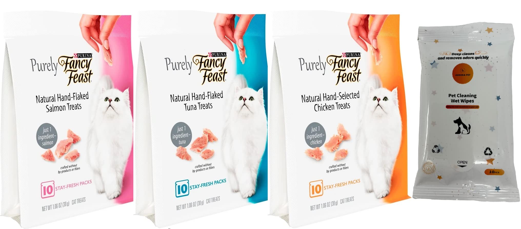 Fancy Feast Purely Natural Chicken, Tuna & Salmon Variety Pack (3 Bags)