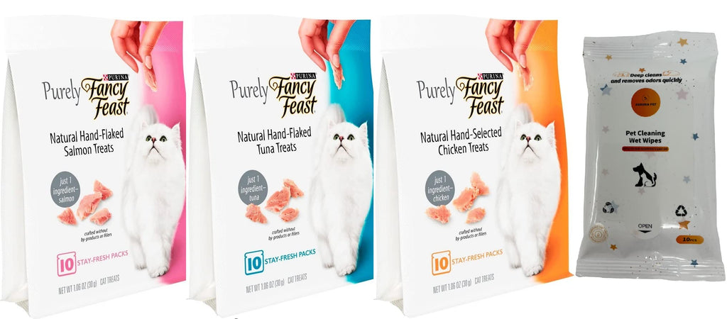 Fancy Feast Purely Natural Chicken, Tuna & Salmon Variety Pack (3 Bags)