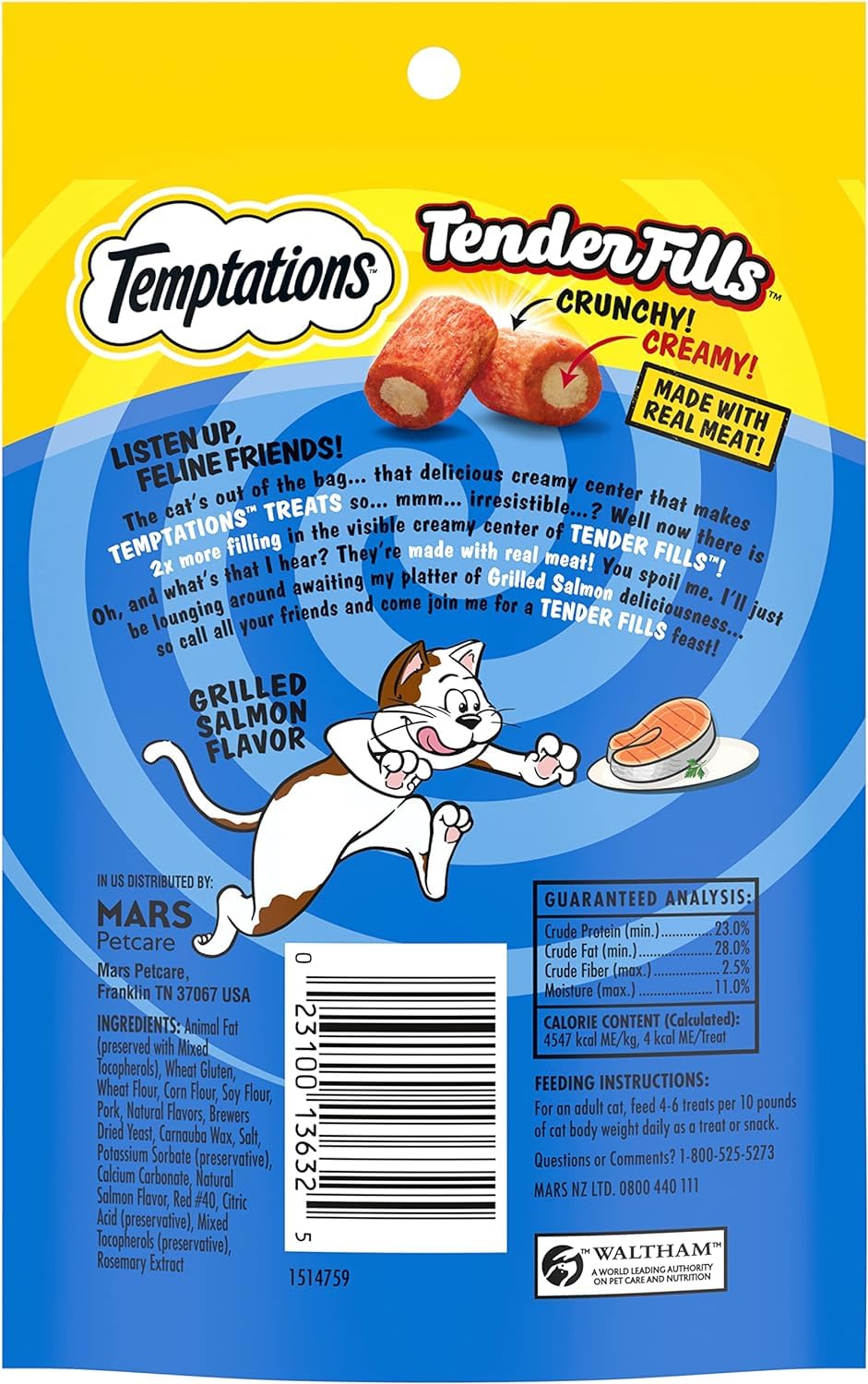 Temptations Tender Fills Soft & Crunchy Cat Treats (3) Roasted Chicken (3) Grilled Salmon