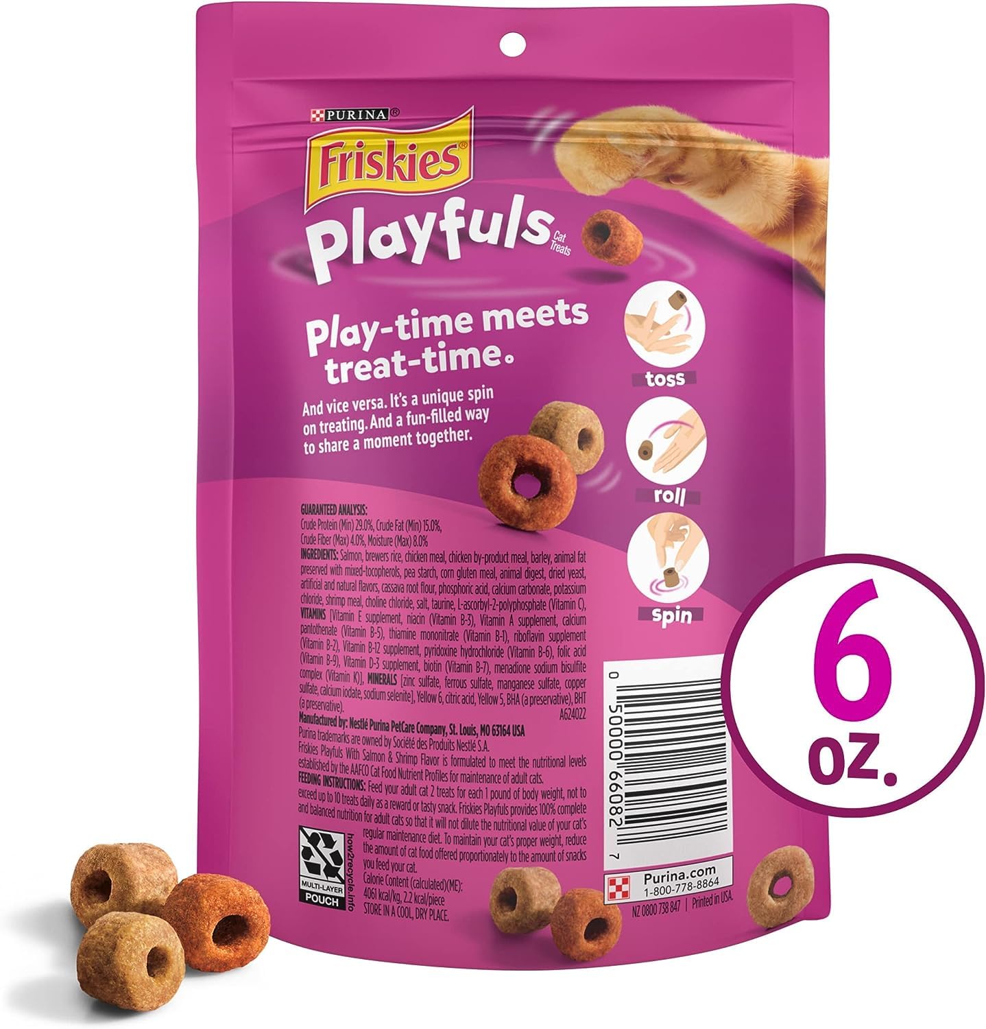 Friskies Playfuls Crunchy Cat Treats (2) Salmon & Shrimp (2) Chicken & Liver (6-oz Each)