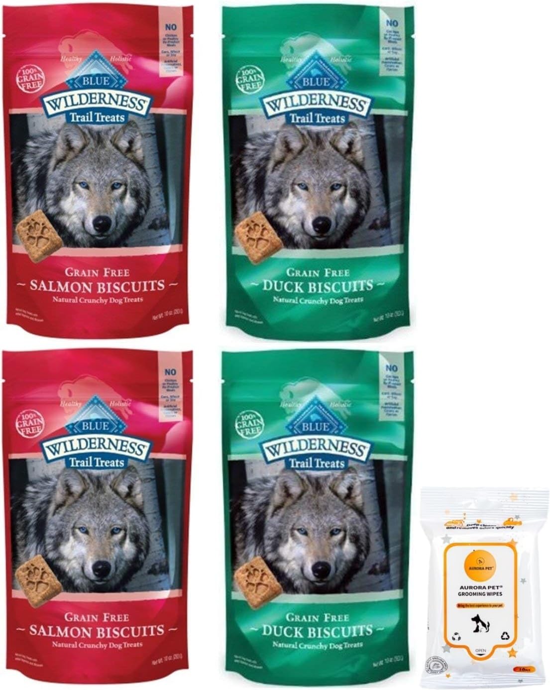 Blue Buffalo Wilderness Trail Treats Grain Free Dog Biscuits (2) Duck (2) Salmon Recipes