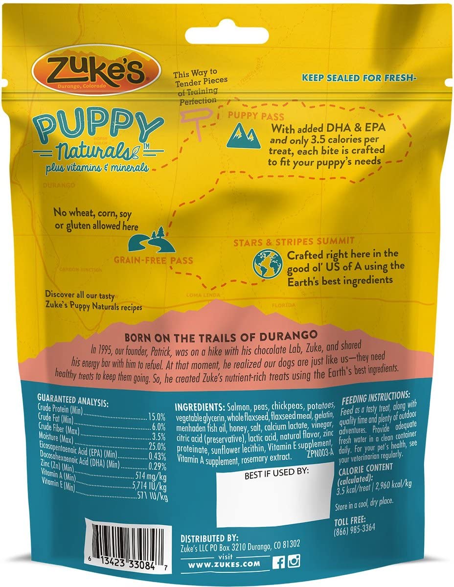 Zuke's Puppy Naturals Salmon & Chickpea Grain-Free Dog Treats (5-oz Each)