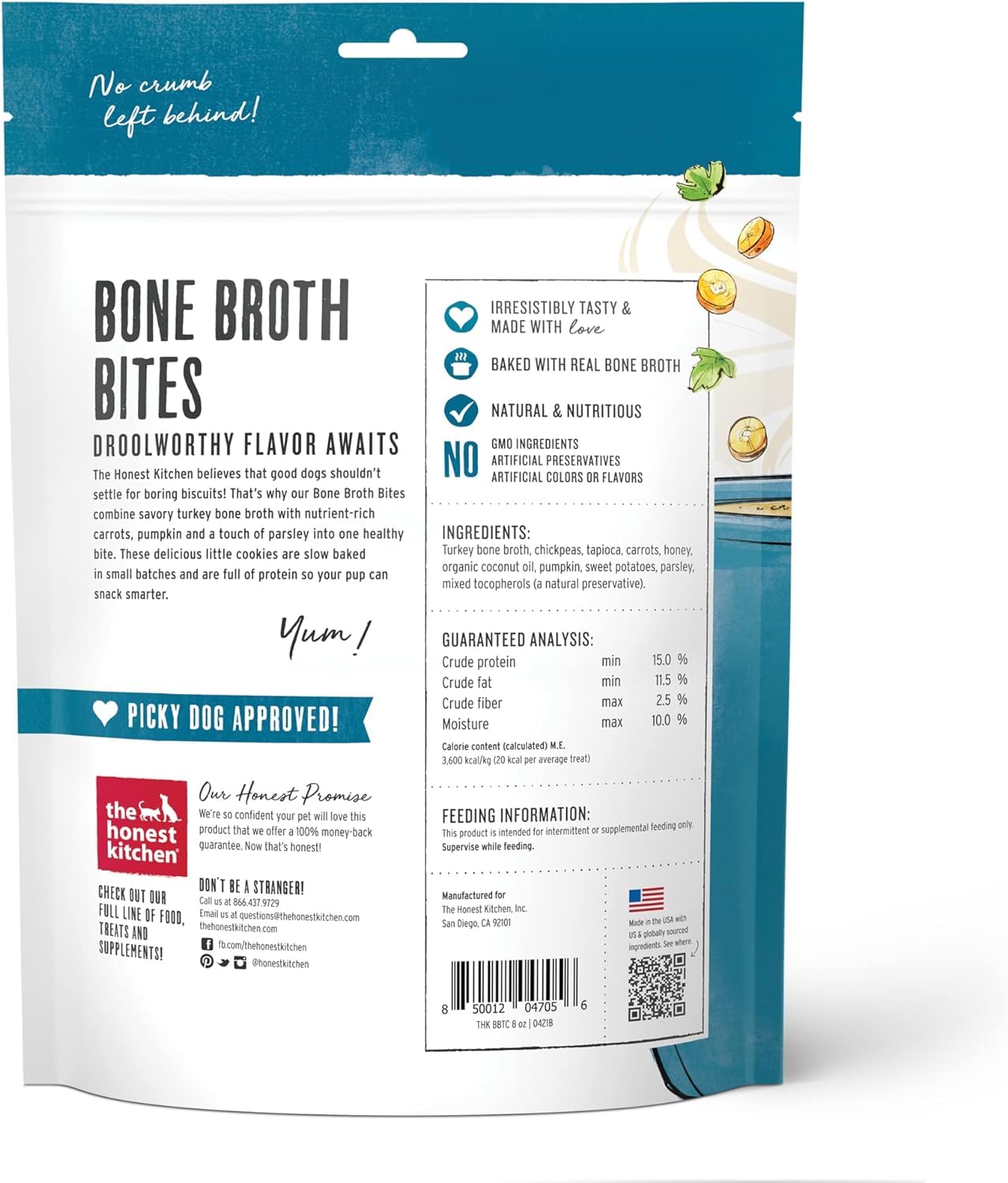 The Honest Kitchen Bone Broth Bites: Roasted with Turkey Bone Broth, Pumpkin & Parsley (Pack of 3)