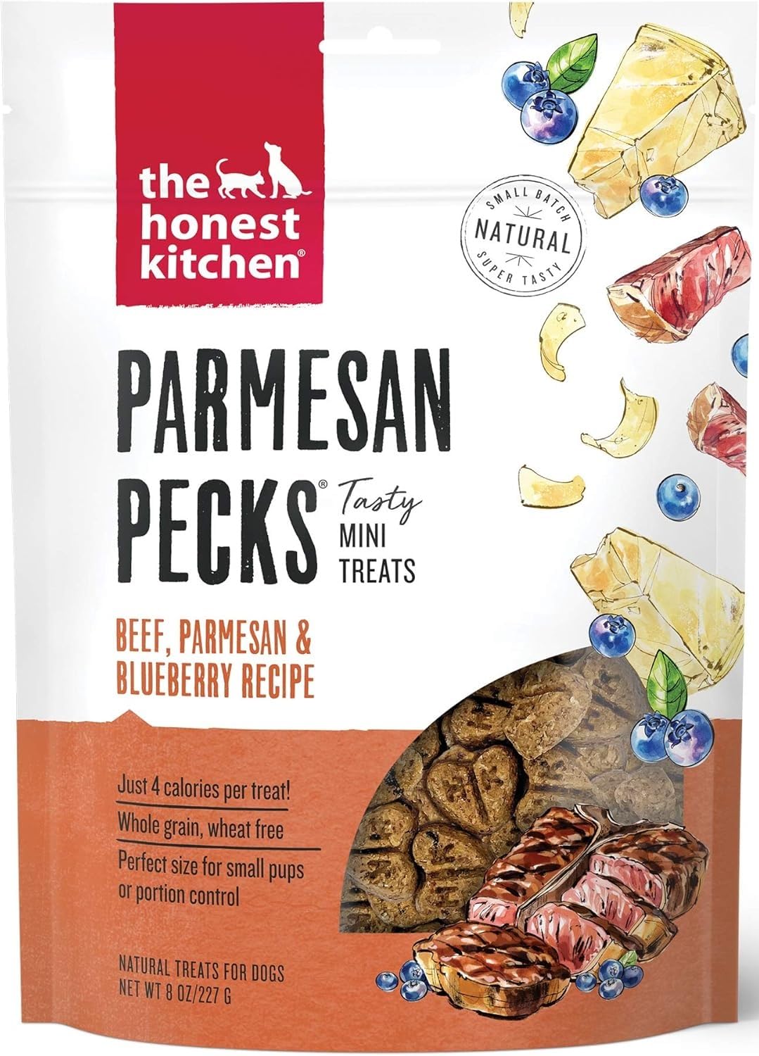 The Honest Kitchen Parmesan Pecks Beef, Parmesan & Blueberry Recipe Dog Treats (Pack of 3)