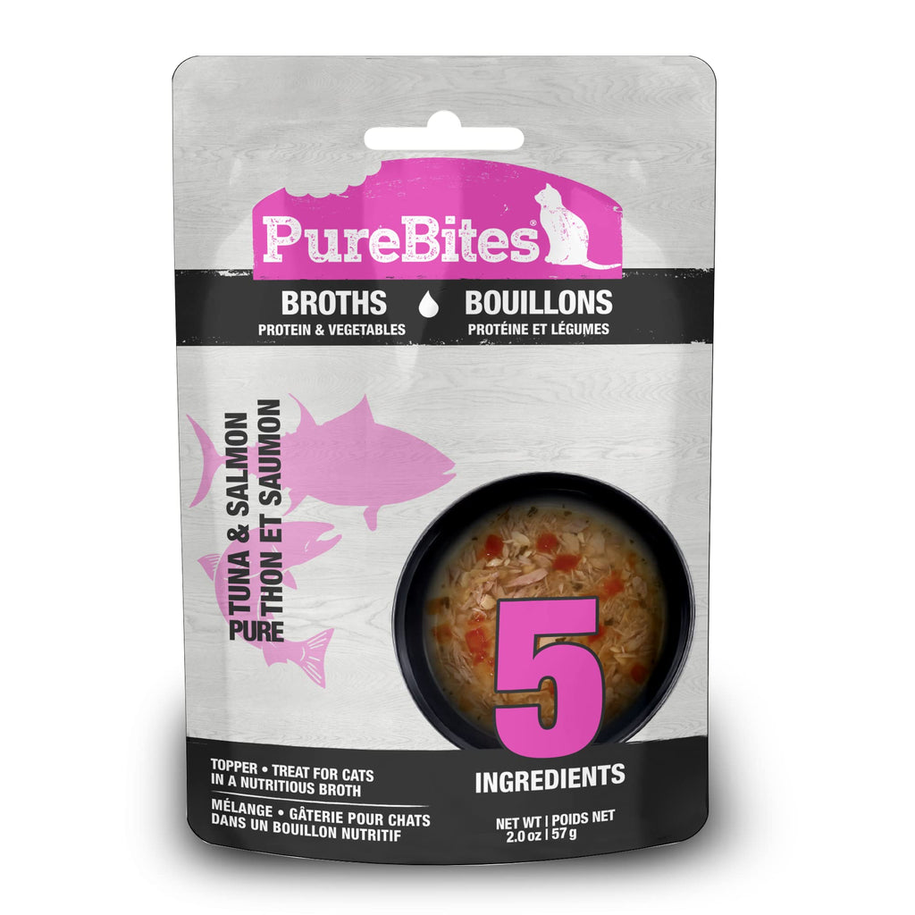 PureBites Tuna & Salmon Broths for Cats only 5 Ingredients, Case of 18