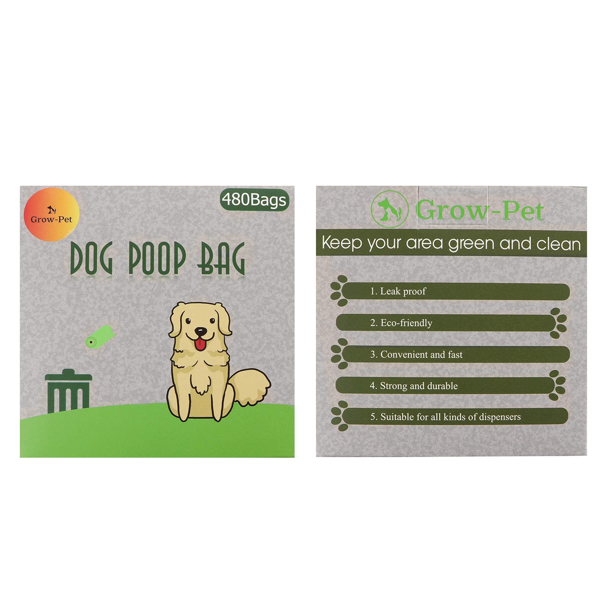 Grow-Pet Dog Poop Bags, Guaranteed Leak-Proof, Extra Thick, Biobased Doggie Waste Bag Refill Rolls 9x13 Inch | Light Scented