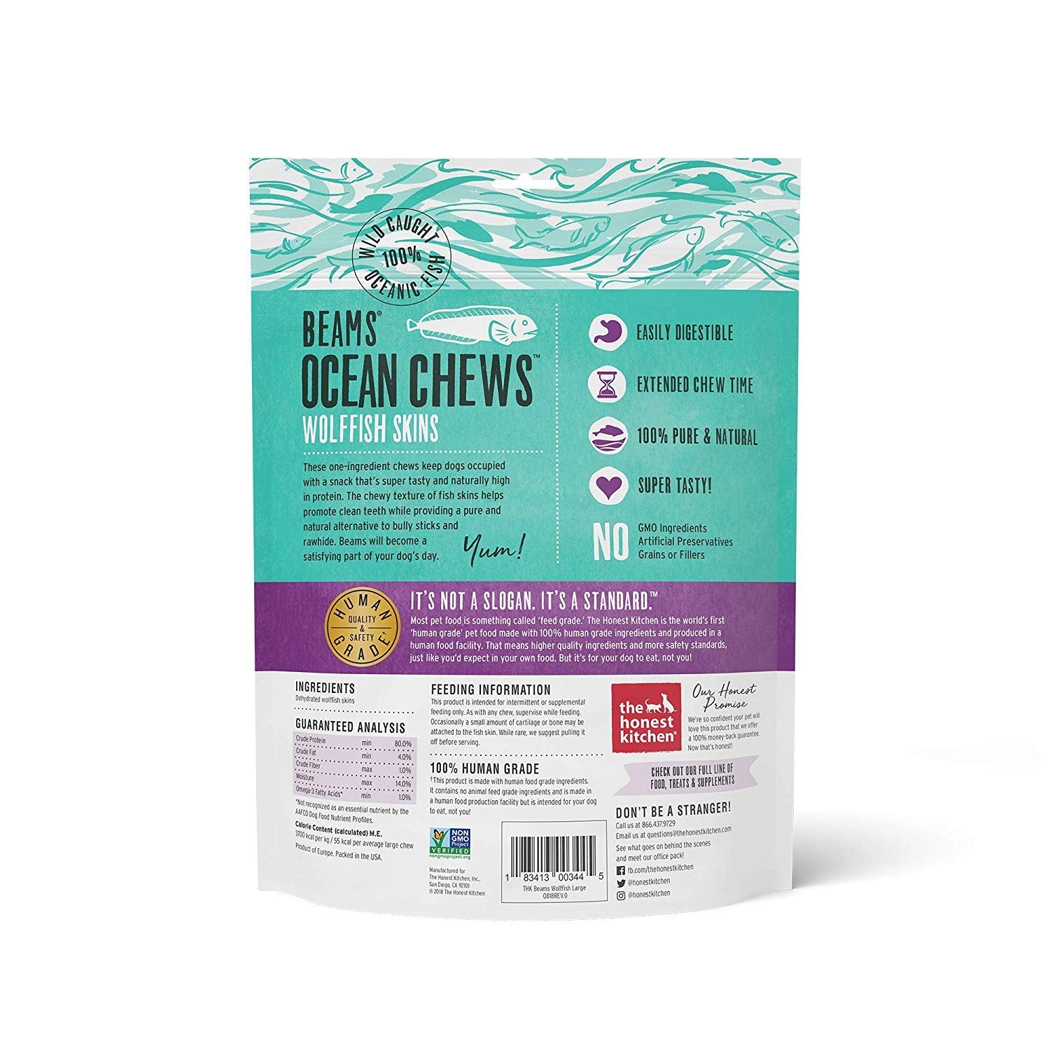 The Honest Kitchen Beams Ocean Chews Wolfish Skins (Large)