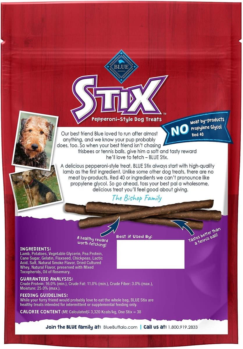 Blue Buffalo Blue Stix Lamb Recipe Pepperoni-Style Dog Treats 5-oz Bags