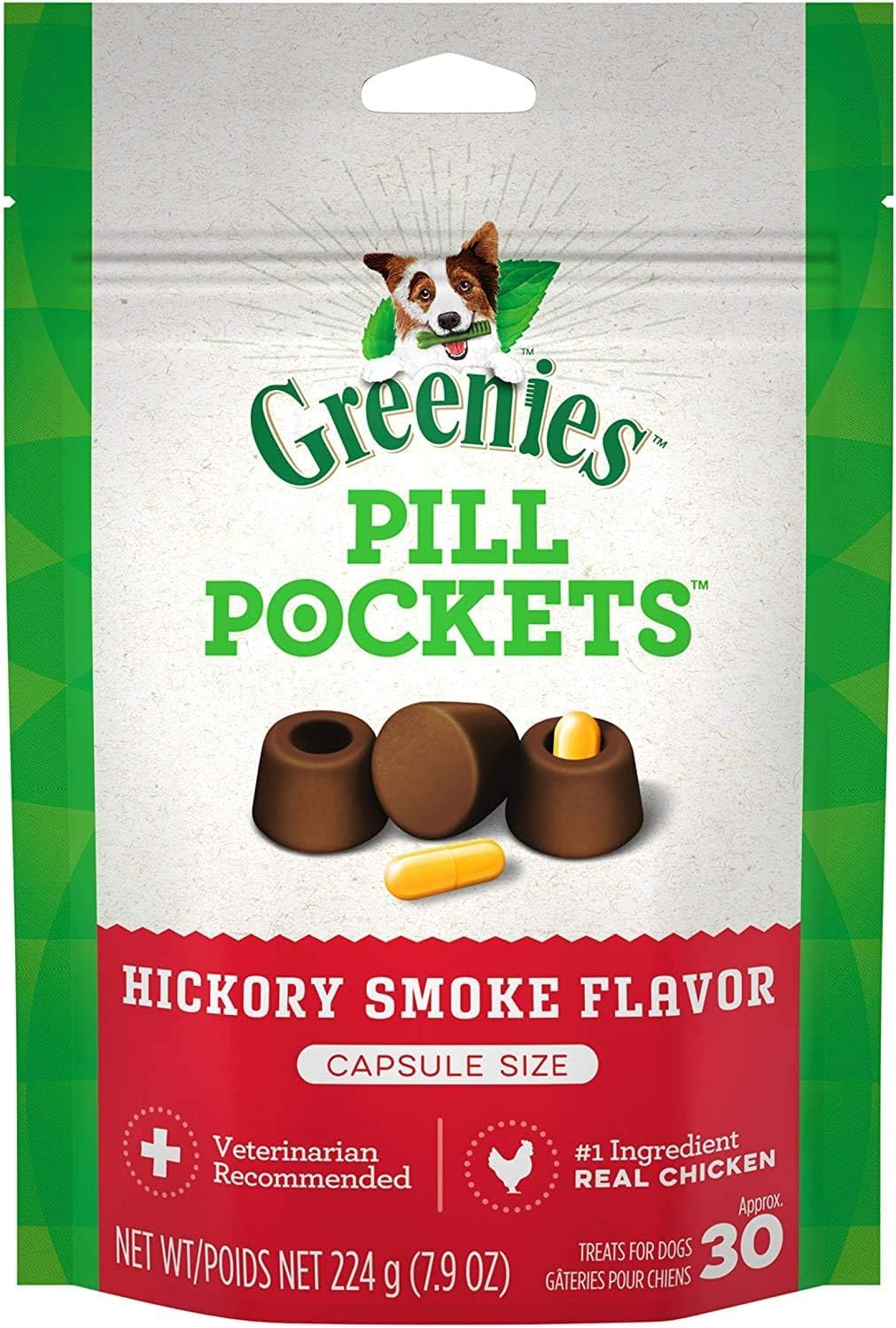 Greenies Pill Pockets Hickory Smoke Flavor Tablet Size Dog Treats 7.9-oz (Pack of 3)