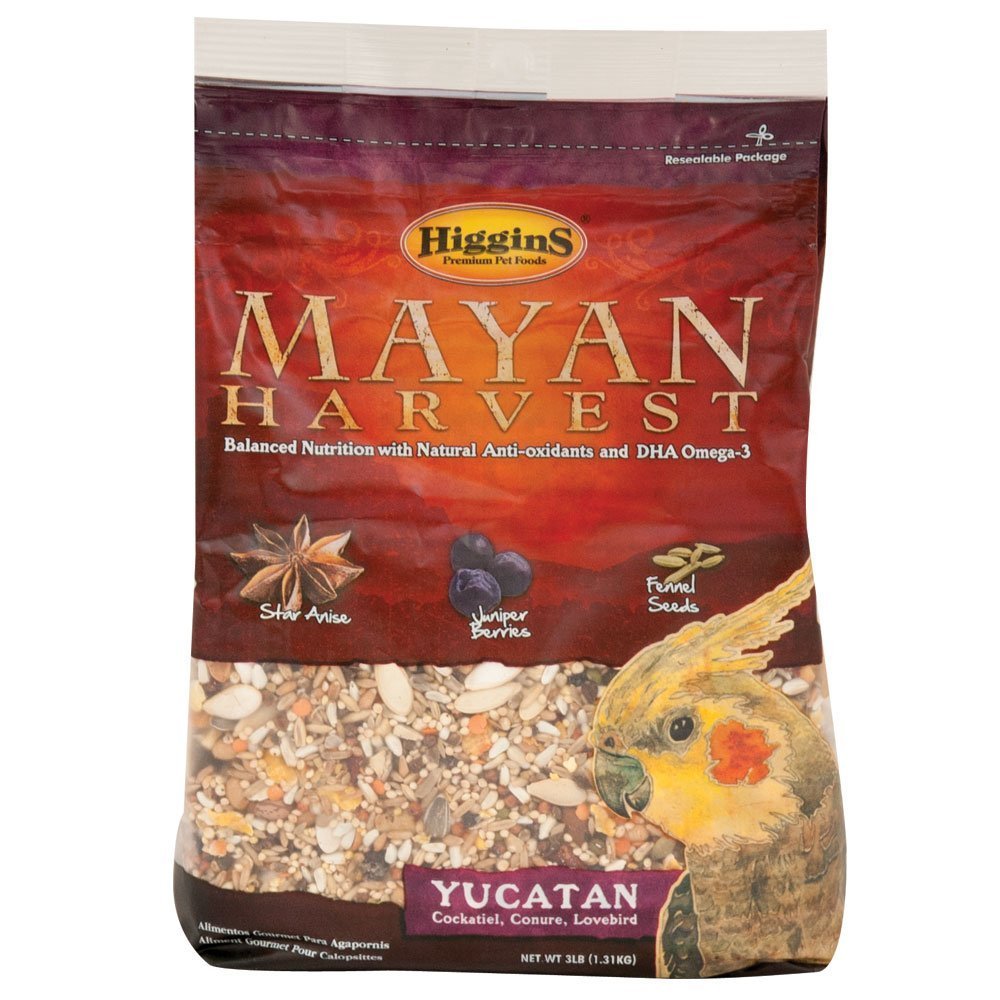 Higgins Mayan Harvest Yucatan Food Mix for Cockatiels, Lovebirds & Conures, 3 lbs.