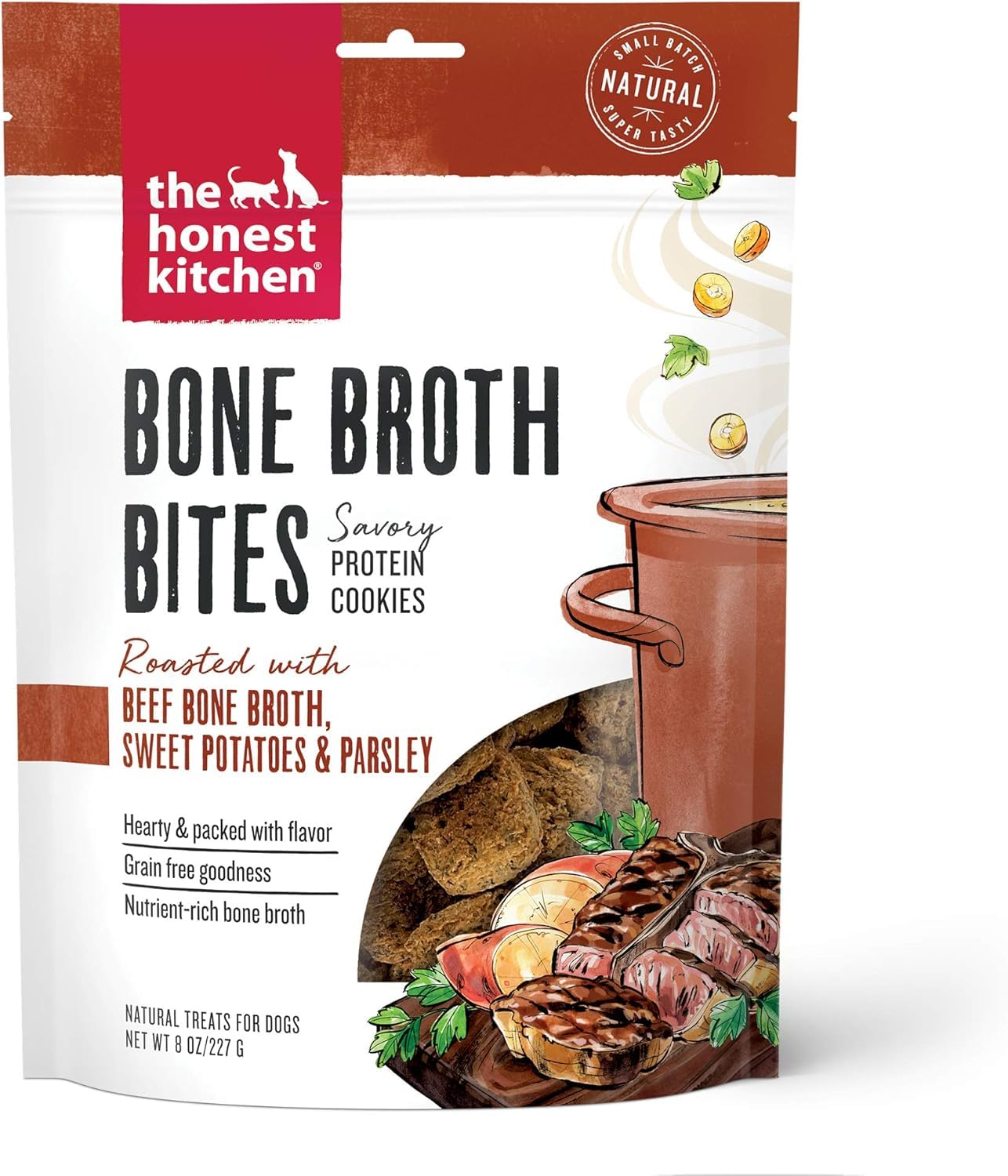 The Honest Kitchen Bone Broth Bites, Savory Protein Cookies for Dogs (Pack of 3)