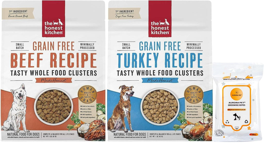 The Honest Kitchen Grain Free Whole Food Clusters Dog Food (1) Turkey (1) Beef (1 Lb Bags)