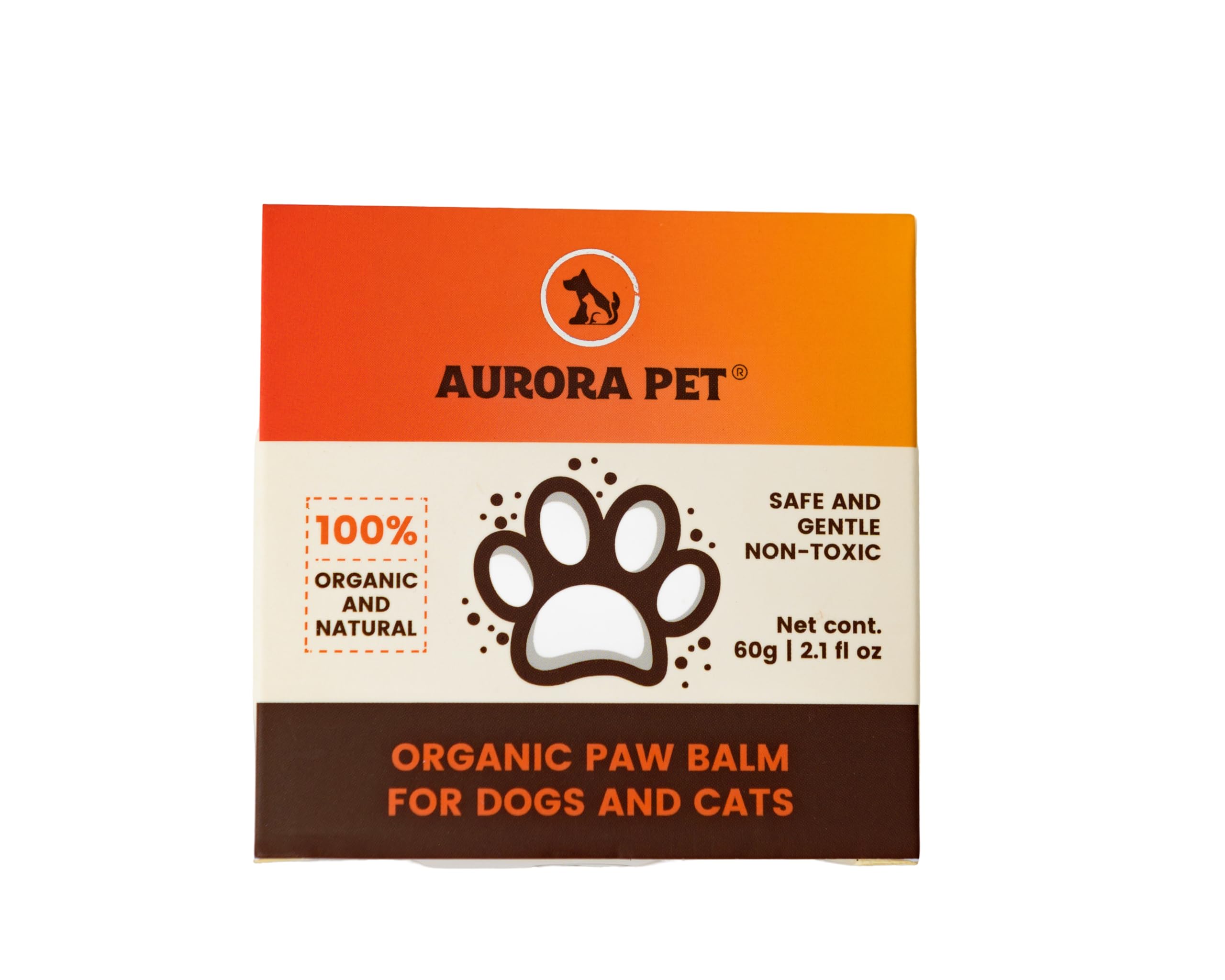 Aurora Pet Organic Paw Balm for Dogs and Cats 2.1 oz | Heals, Repairs & Restores Dry Cracked Paws, Noses & Elbows