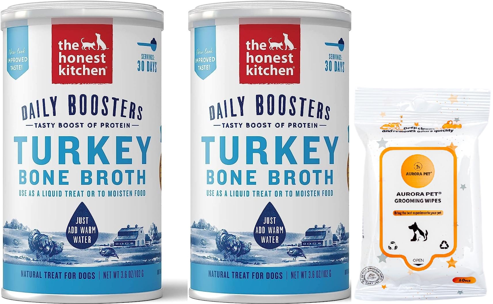 The Honest Kitchen Daily Boosters Instant Turkey Bone Broth with Turmeric (Pack of 2)