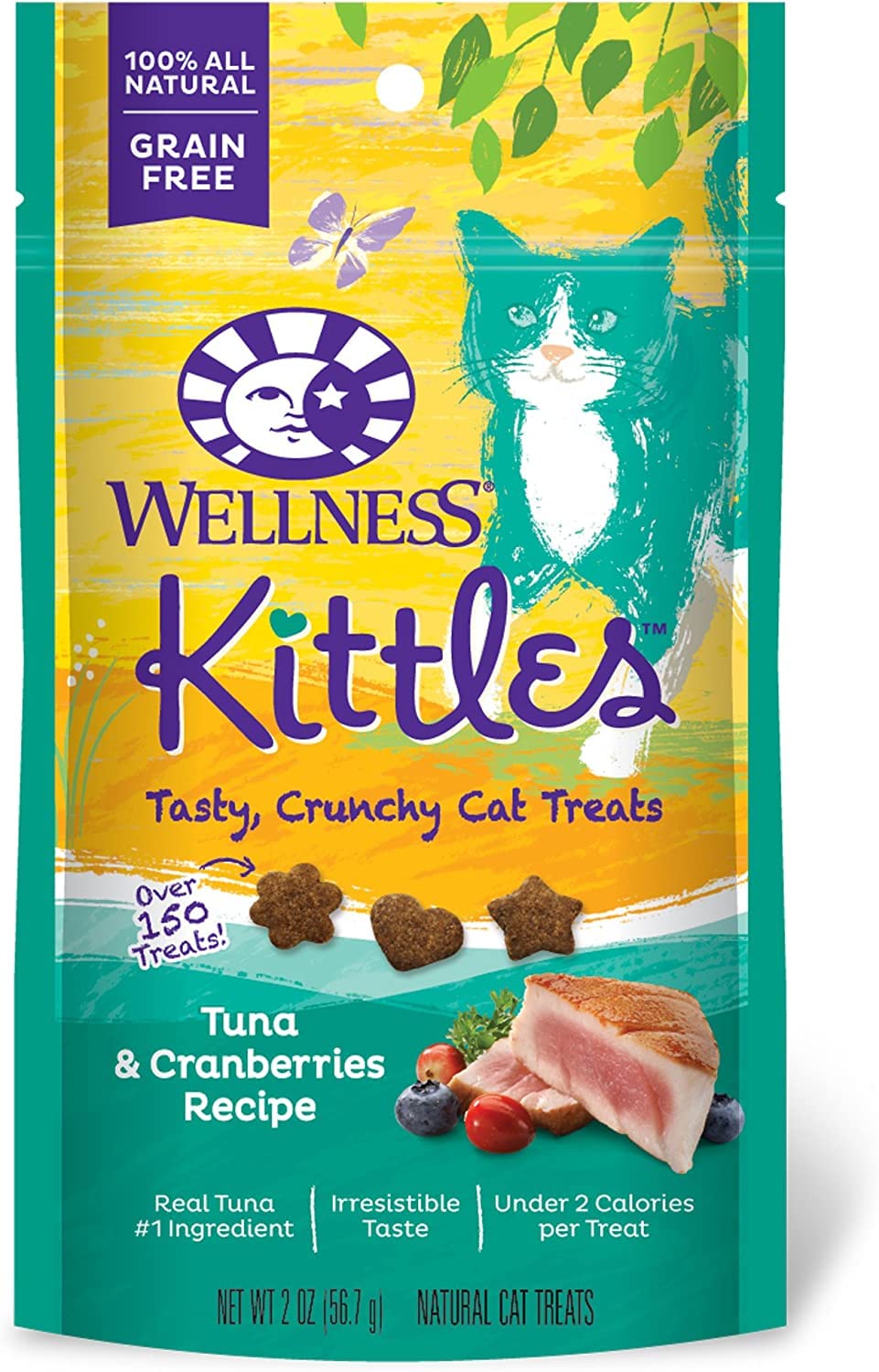 Wellness Kittles Tasty Crunchy Cat Treats (Chicken, Salmon, Tuna) 2-oz Bags