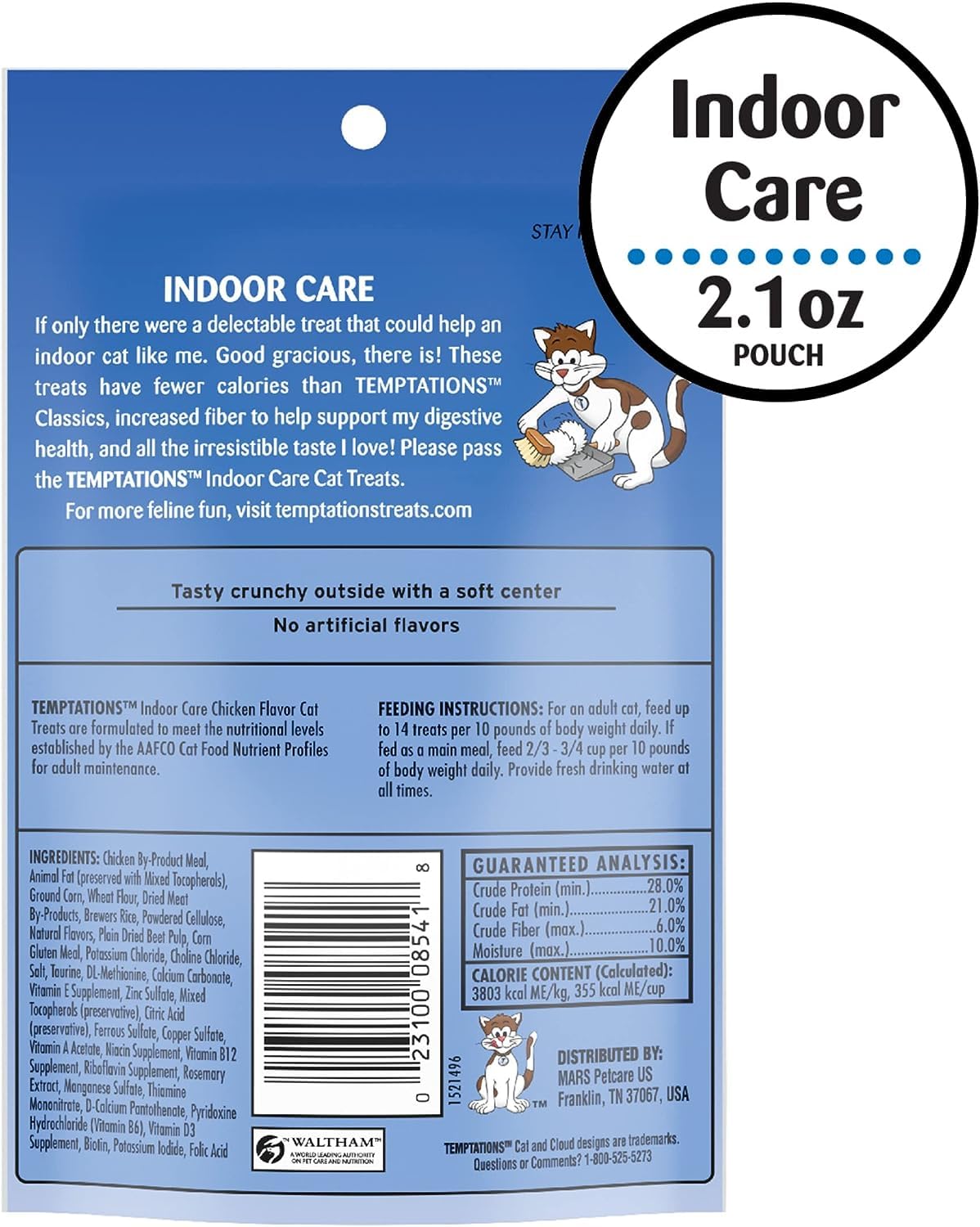 Temptations Indoor Care Chicken Flavor Cat Treats 2.1 oz (Pack of 6)