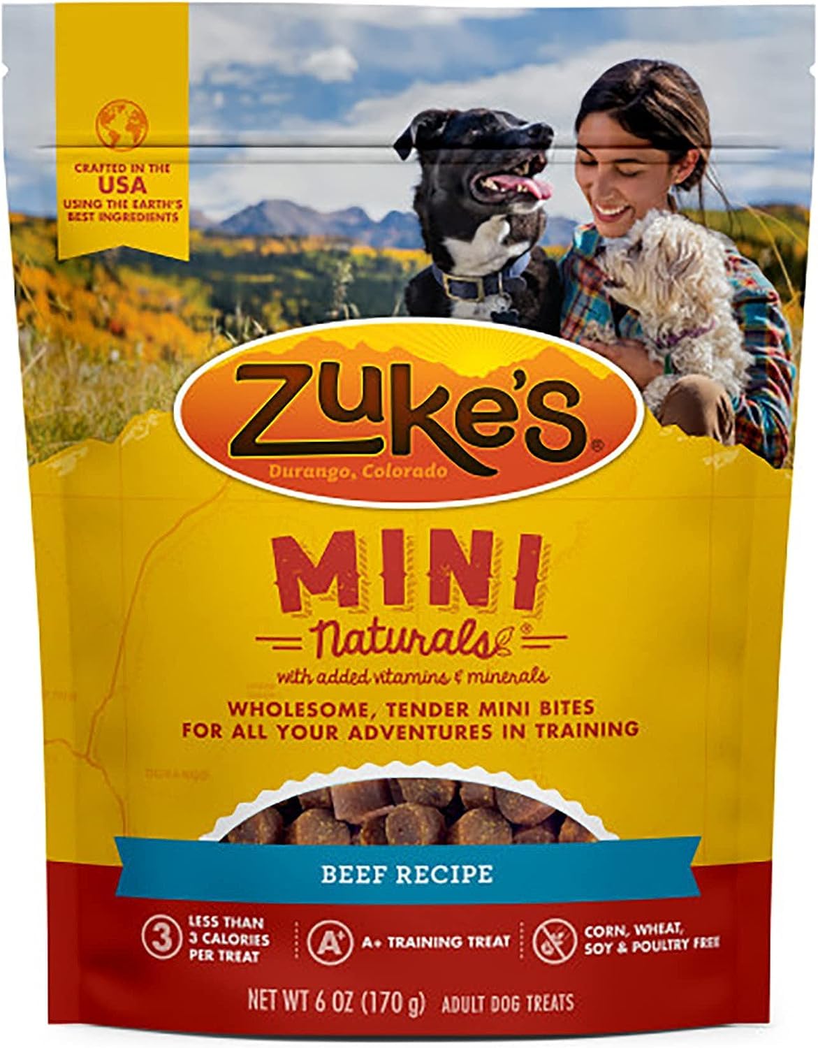 Zuke's Mini Naturals Soft Dog Treats (1) Beef (1) Chicken (1) Duck [6-oz Bags]