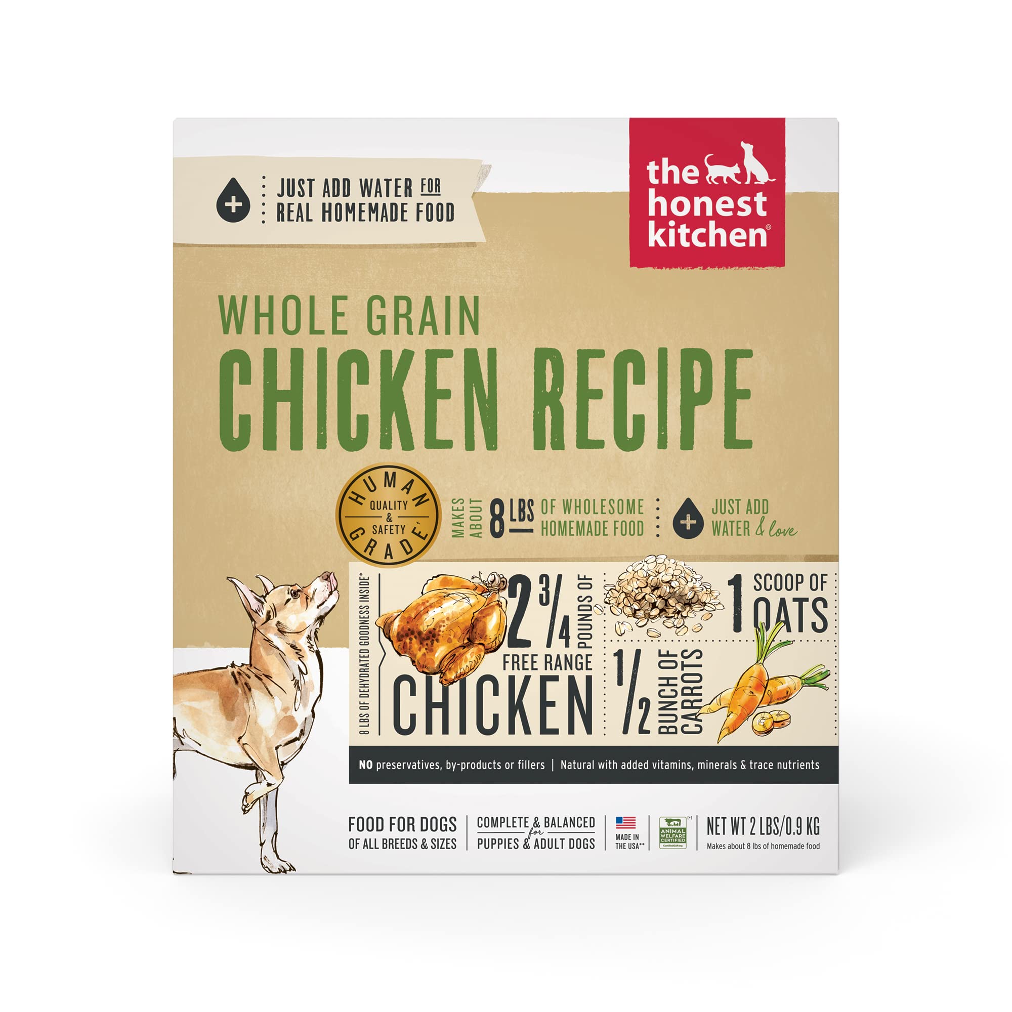 The Honest Kitchen Human Grade Dehydrated Whole Grain Dog Food – Complete Meal or Dog Food Topper