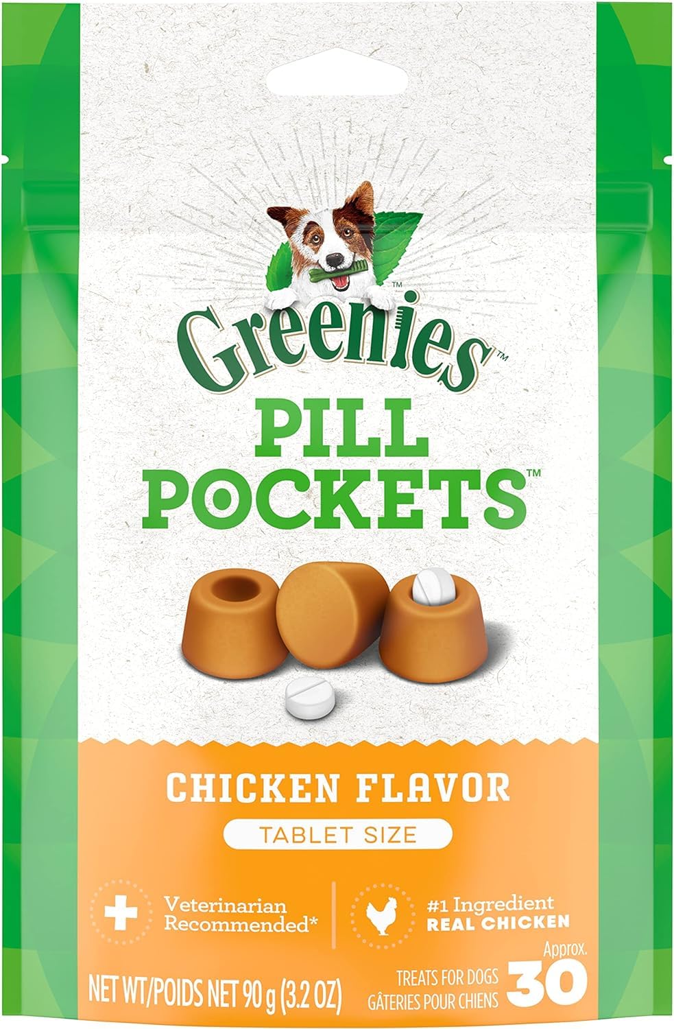 Greenies Pill Pockets Chicken Flavor Tablet Size Dog Treats (Pack of 3)