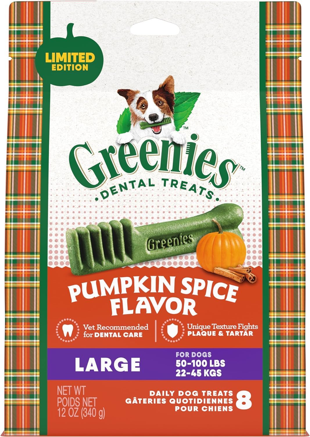 Greenies Pumpkin Spice Flavor Large Size Dog Dental Treats (Pack of 2)