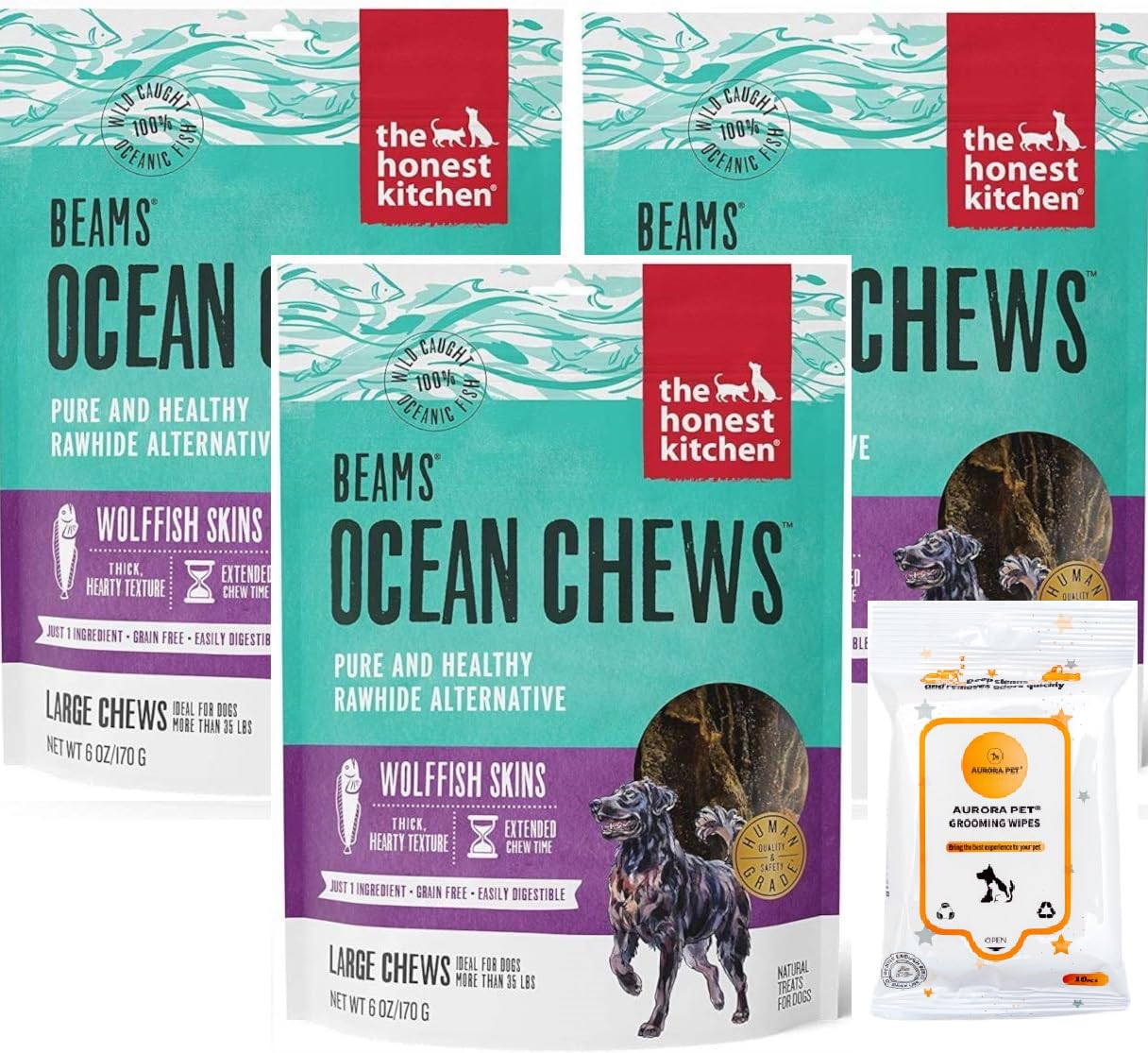 The Honest Kitchen Ocean Chews Wolfish Skins Dehydrated Dog Treats