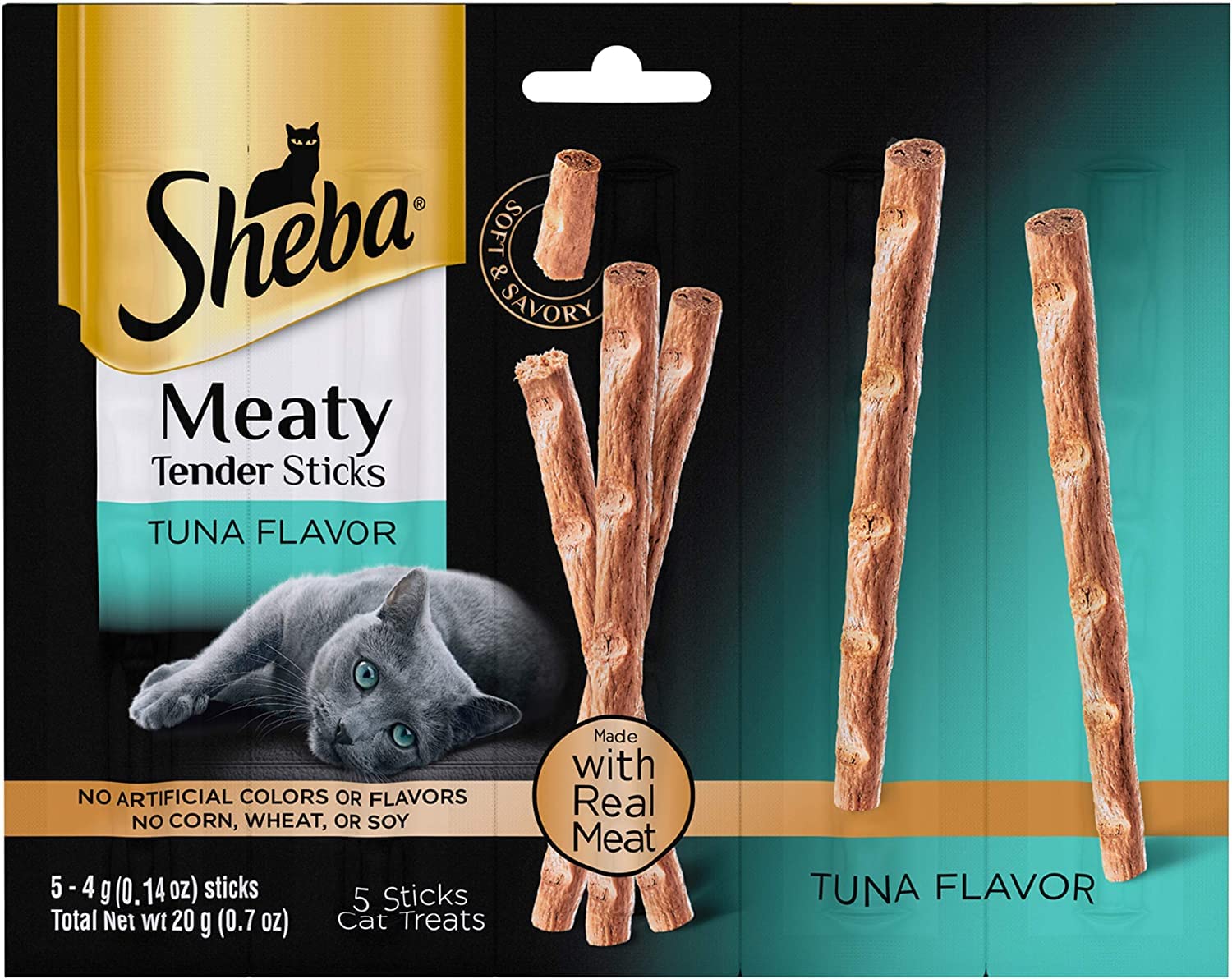 Sheba Meaty Tender Sticks Bundle: 4 (5 Count) Tuna Sticks, 4 (5 Count) Salmon Sticks, 4 (5 Count) Chicken Sticks