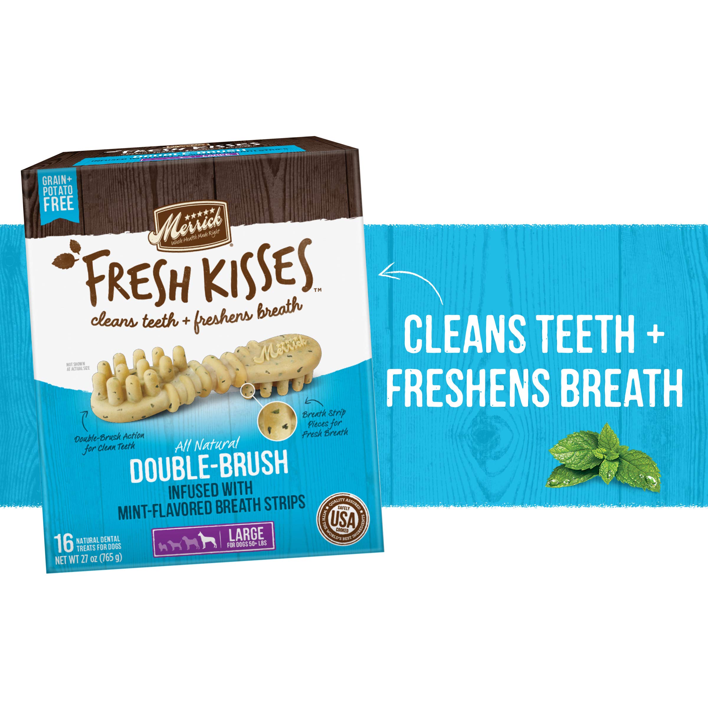 Merrick Fresh Kisses Oral Care Dental Dog Treats for Large Dogs Over 50 lbs