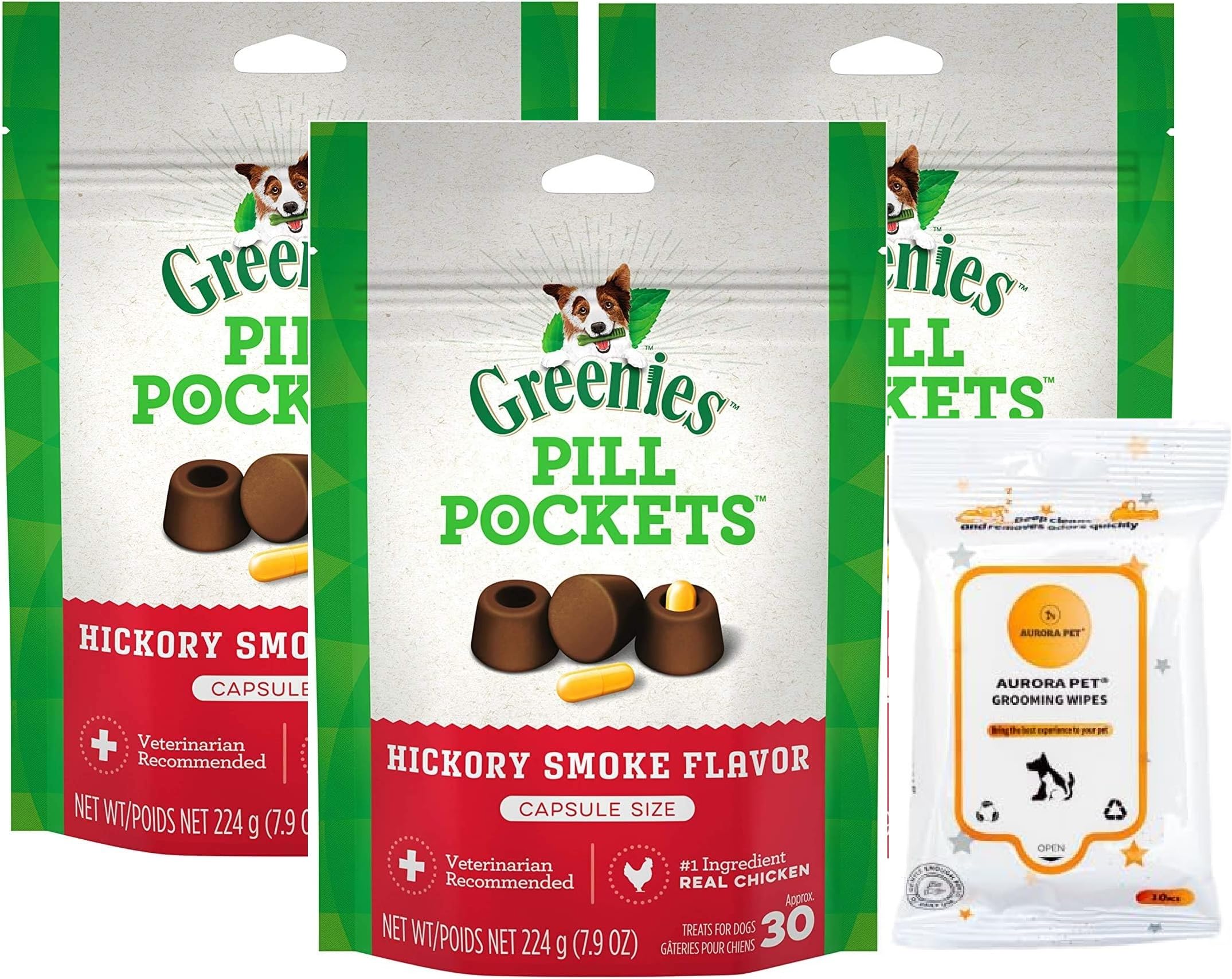 Greenies Pill Pockets Hickory Smoke Flavor Tablet Size Dog Treats 7.9-oz (Pack of 3)