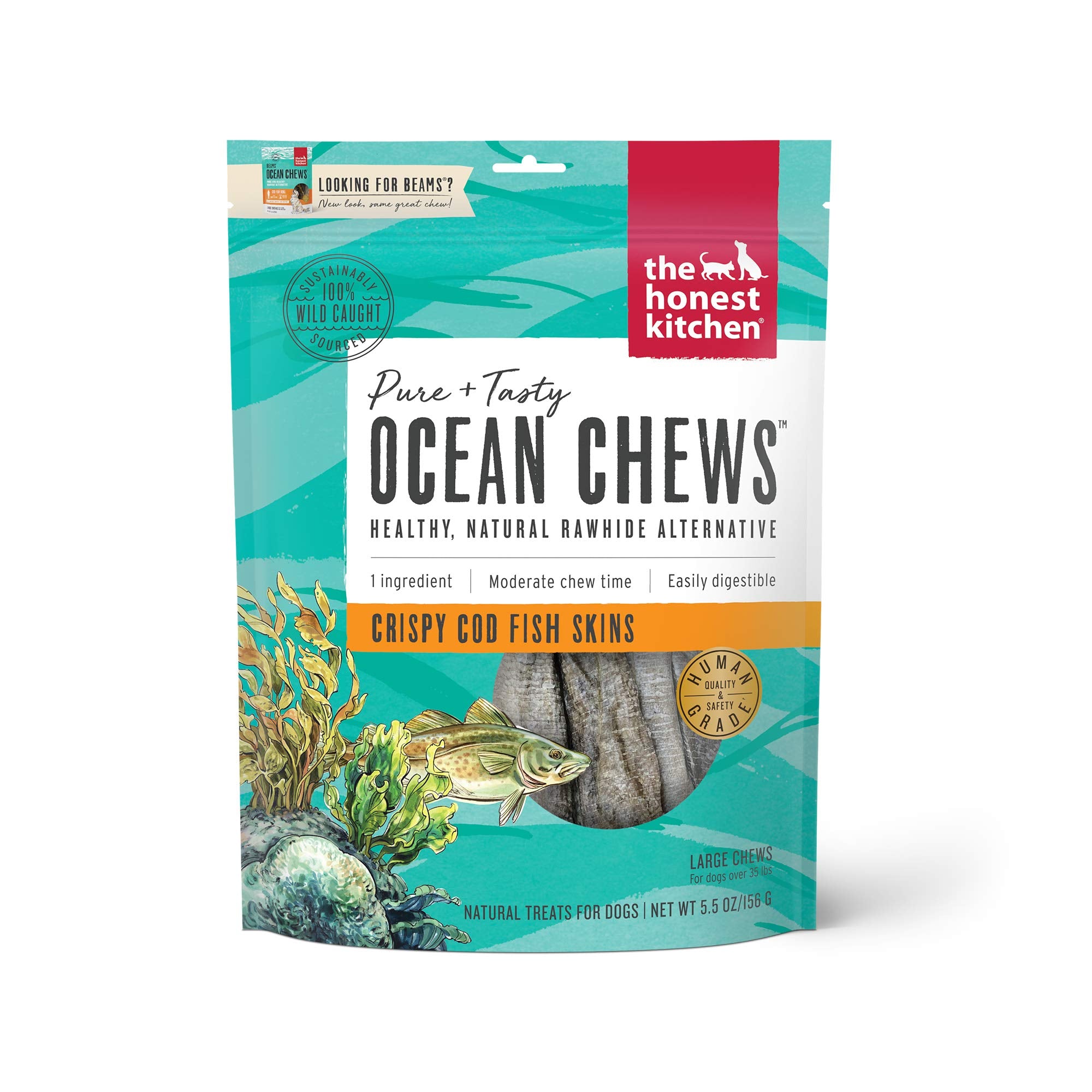 The Honest Kitchen Ocean Chews Grain Free Dog Chew Treats – Natural Human Grade Dehydrated Fish Skins