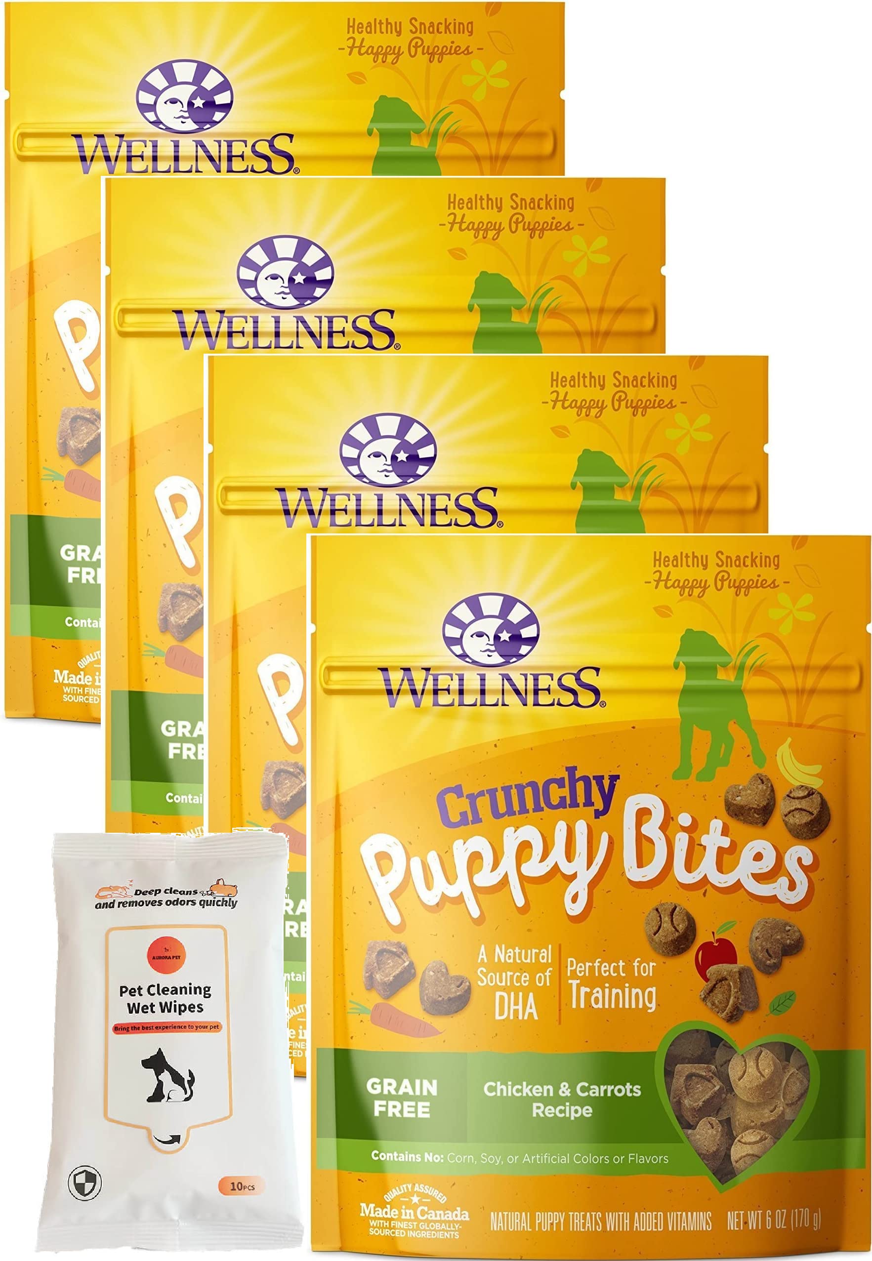 Wellness Crunchy Puppy Bites Chicken & Carrots Recipe Grain-Free Natural Dog Treats (6-oz Each)