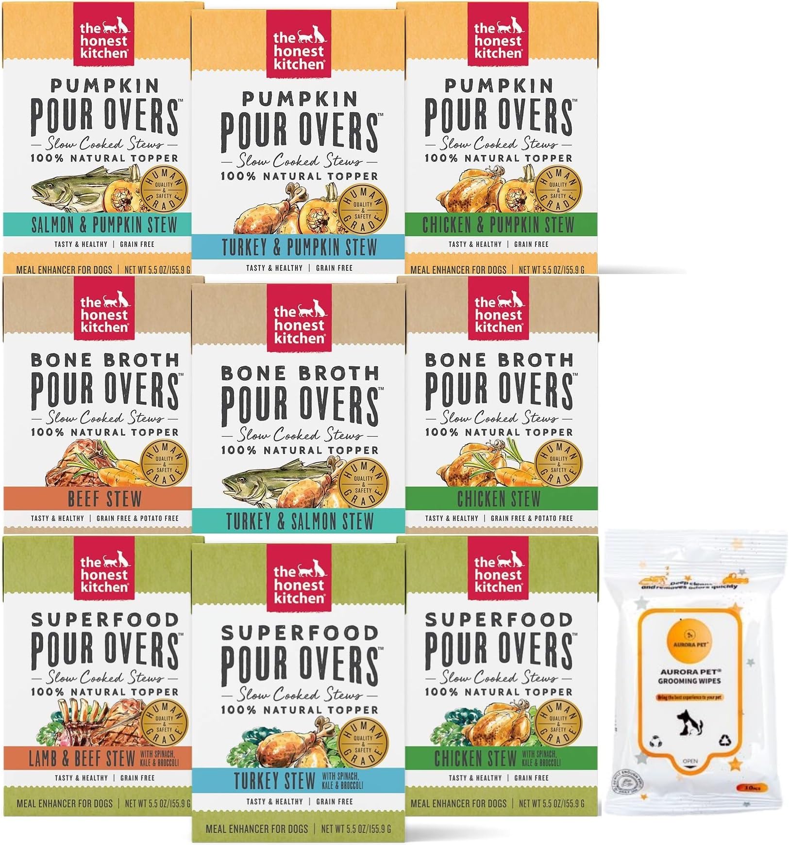 The Honest Kitchen Pour Overs Wet Dog Food Topper Variety Pack (9 Flavors)