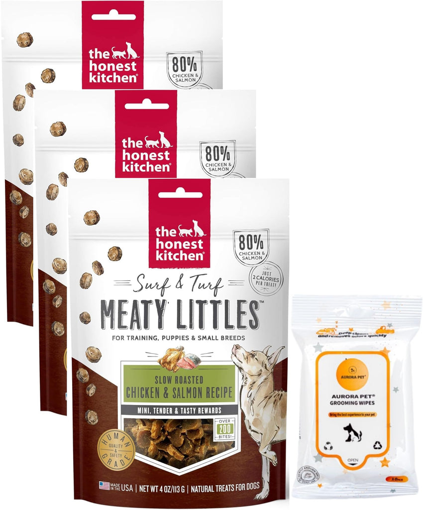 The Honest Kitchen Harvest Surf & Turf Meaty Littles Dog Treats (Chicken & Salmon Recipe, 4-oz Bags)