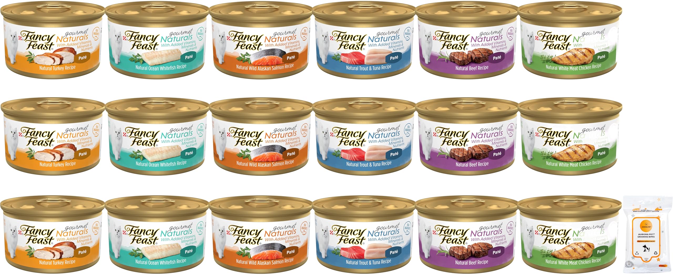 Fancy Feast Gourmet Naturals Pate Cat Food Variety Pack (18 x 3 oz containers)