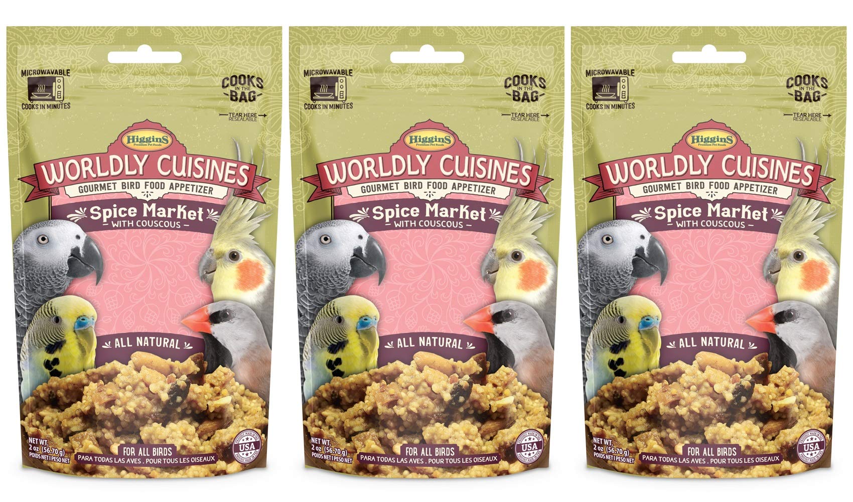 Higgins Worldly Cuisines Spice Market Bird Treat, 2 Ounces (3 Pack)