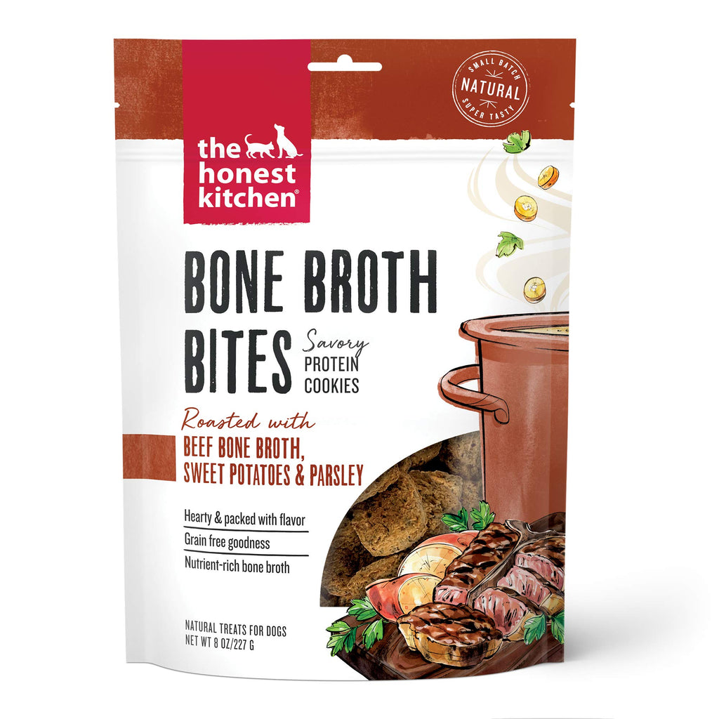 The Honest Kitchen Bone Broth Bites Dog Treats - Savory Protein Cookies, 8 oz. Bag