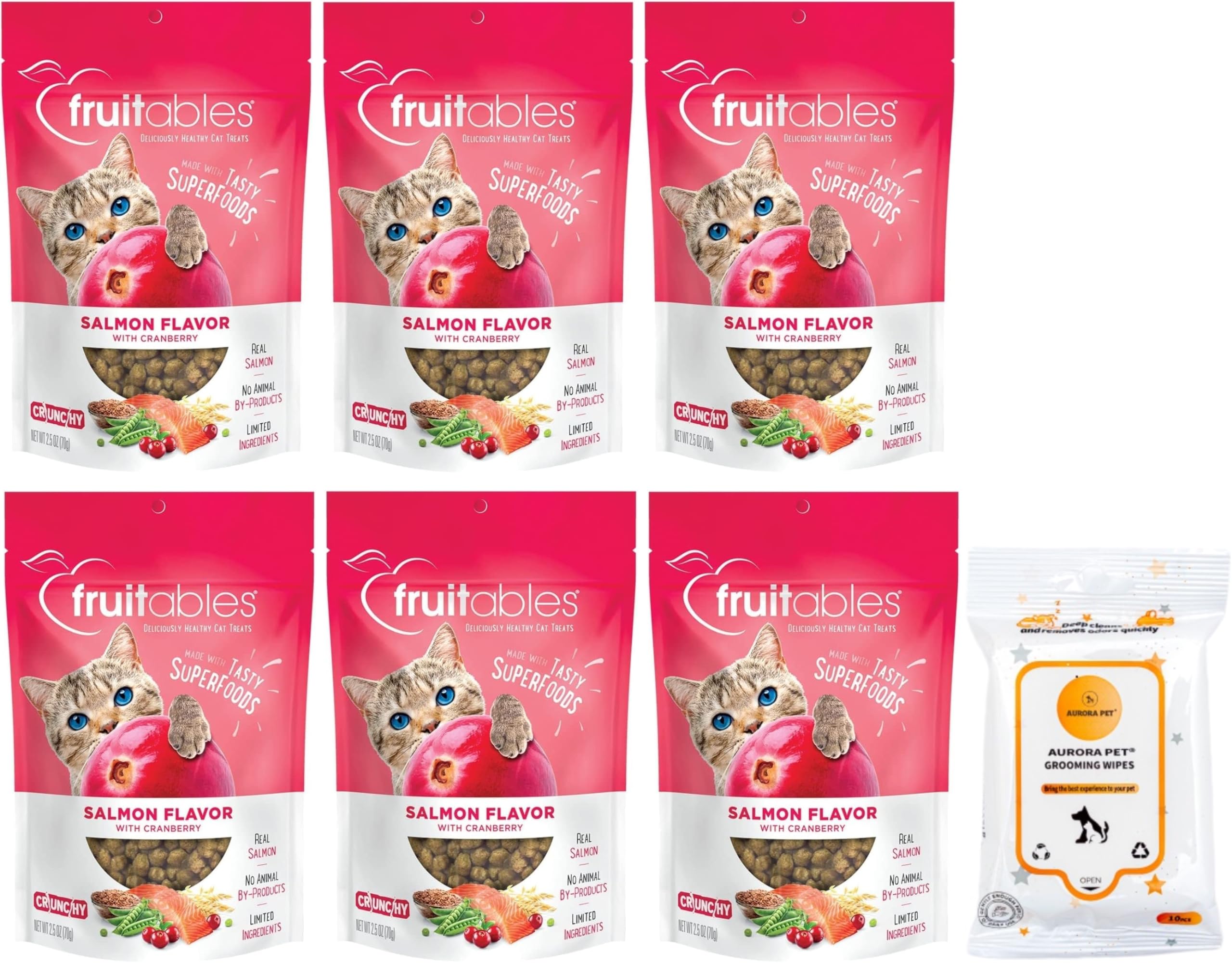 Fruitables Salmon & Cranberry Flavor Crunchy Cat Treats (Pack of 6)