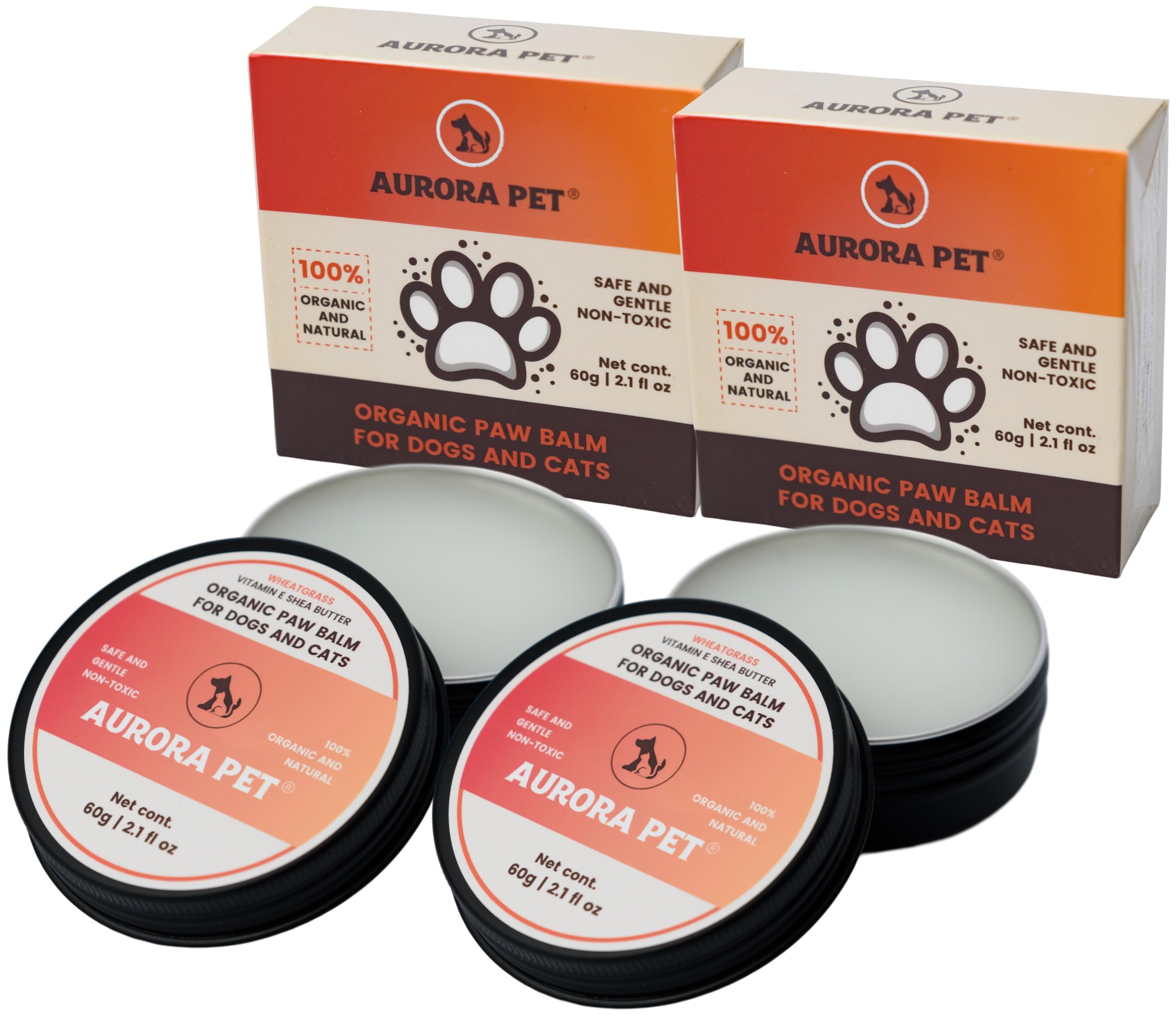 Aurora Pet Organic Paw Balm for Dogs & Cats (2.1 oz) | Soothes, Heals & Protects Dry, Cracked Paws, Noses & Elbows | All-Natural Skin Repair & Moisturizer